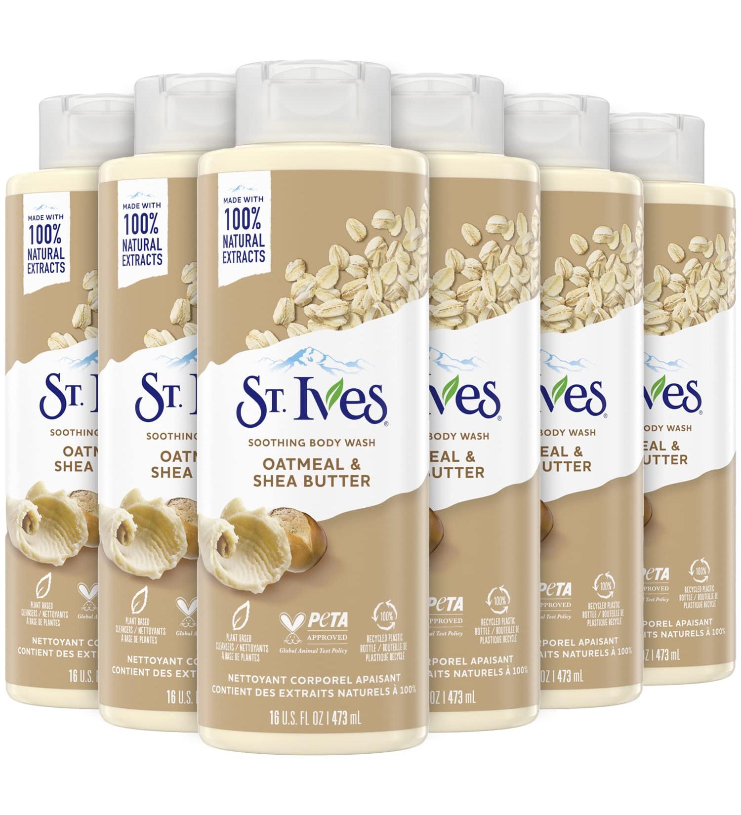 St. Ives Oatmeal & Shea Butter Body Wash 16 Oz - Pack of 6 | Plant-Based Cleansers & Natural Extracts for Soothing Moisturization - Buy Online on GoSupps.com