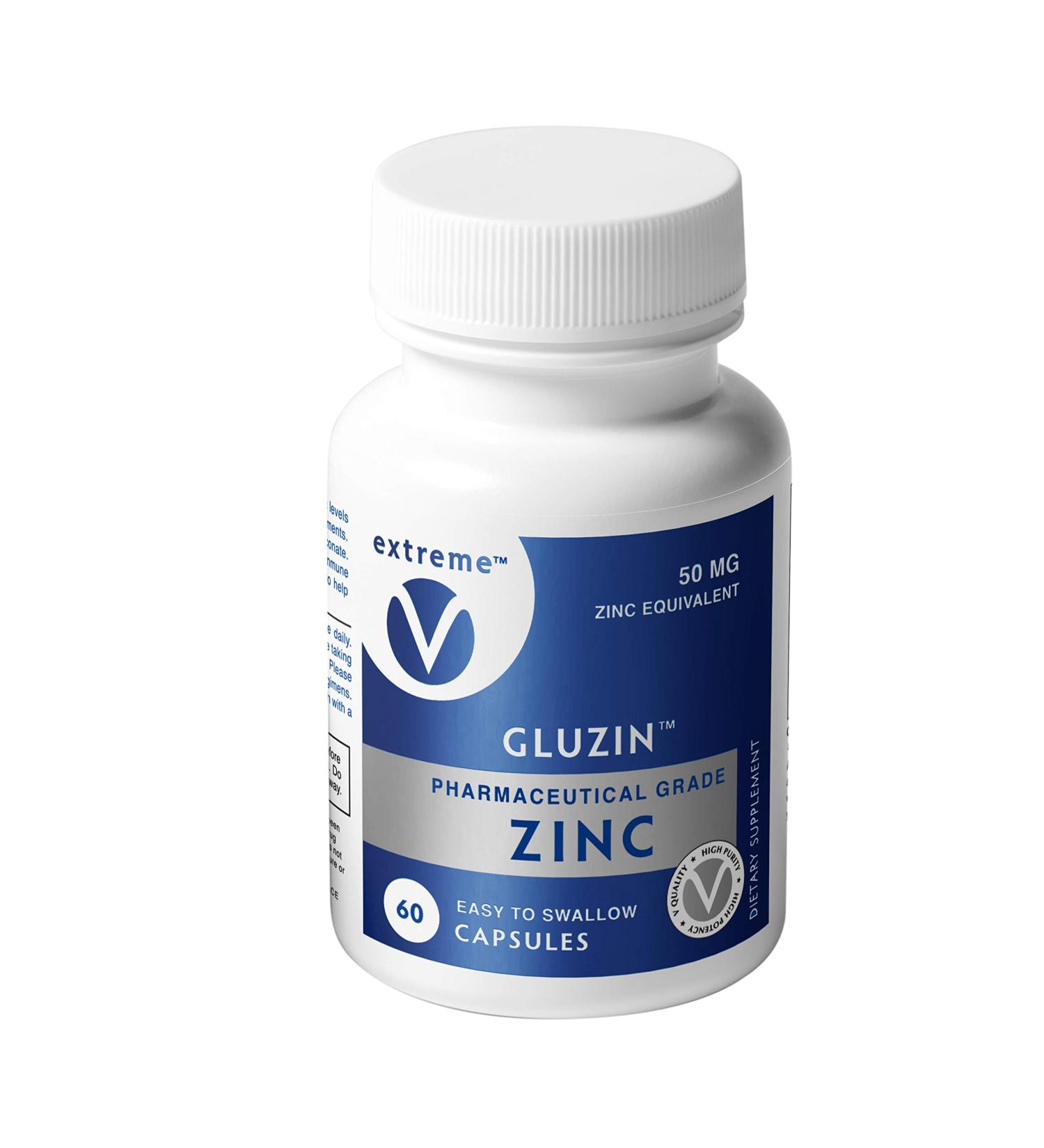 Gluzin 50MG Pharmaceutical Grade Zinc - Vegan Friendly - 60 Count - Buy Online on GoSupps.com