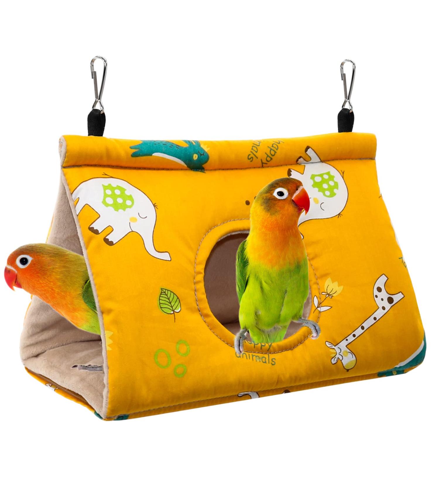 RANYPET Winter Warm Bird Nest House Hanging Hammock Velvet Shed Hut Cage for Parrot, Parakeet, Cockatiels, Budgies Plush Fluffy Hideaway Sleeping Bed for Birds - Buy Online on GoSupps.com