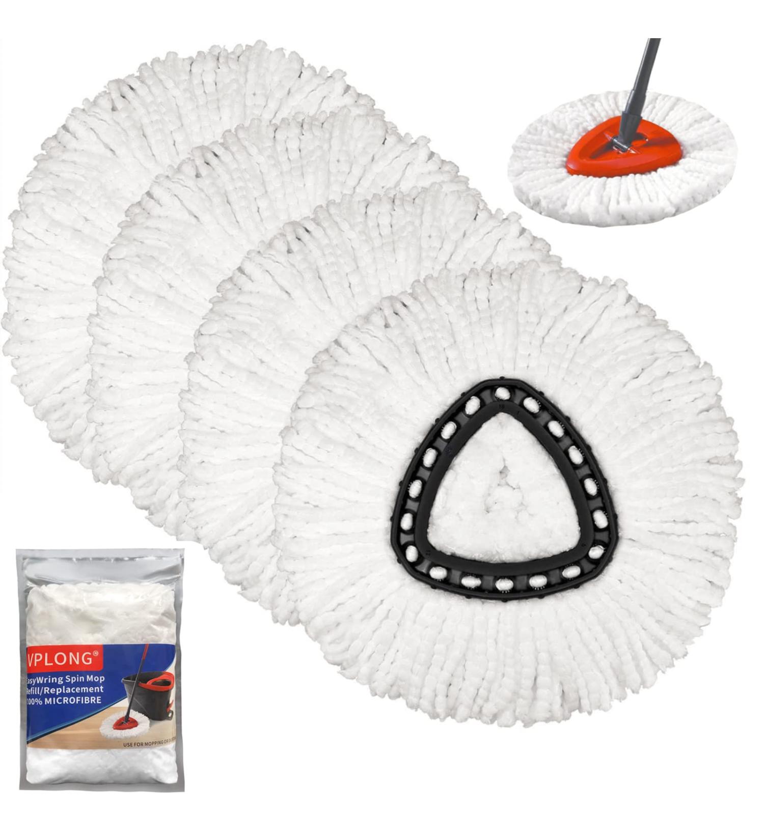 4-Pack Microfiber Spin Mop Head Replacements for O Cedar Spin Mop - Easy Cleaning Refills for 360 Wringing - White Triangle Design - Buy Online on GoSupps.com