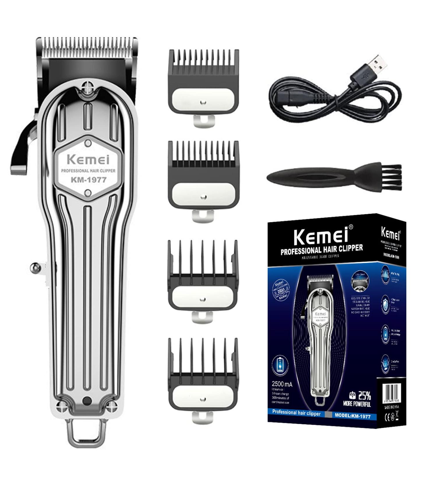 KEMEI Hair Clippers for Men Professional Barber Clippers Cordless Close Cutting Hair Trimmer Set Zero Gapped T-Blade Haircut Kit Beard Trimmer with USB Rechargeable for Family (KM-1977) - Buy Online on GoSupps.com