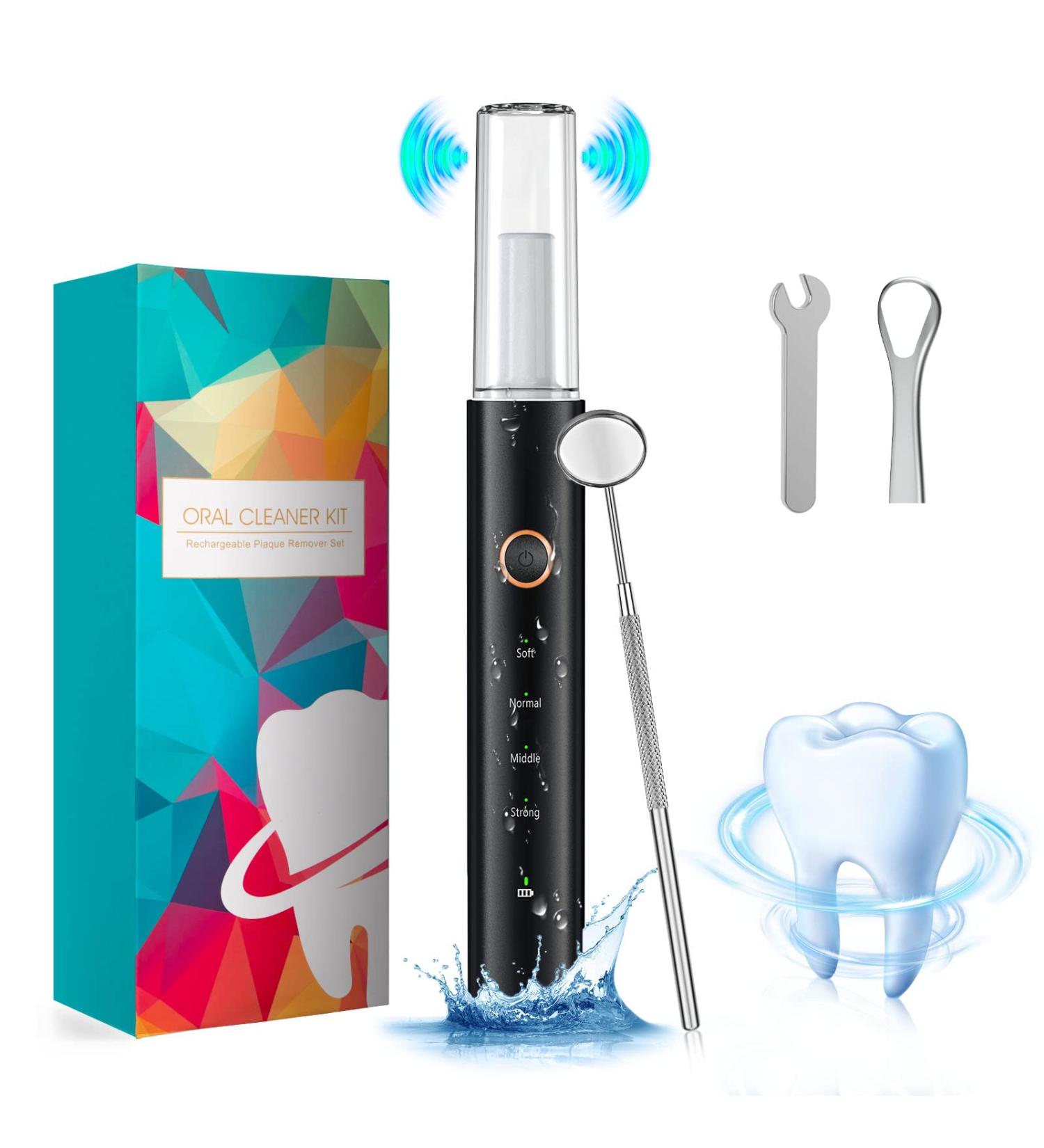 HassoKon Teeth Cleaning Kit - 4 Adjustable Modes, 4 Heads, IPX6 Waterproof (Black) - Buy Online on GoSupps.com