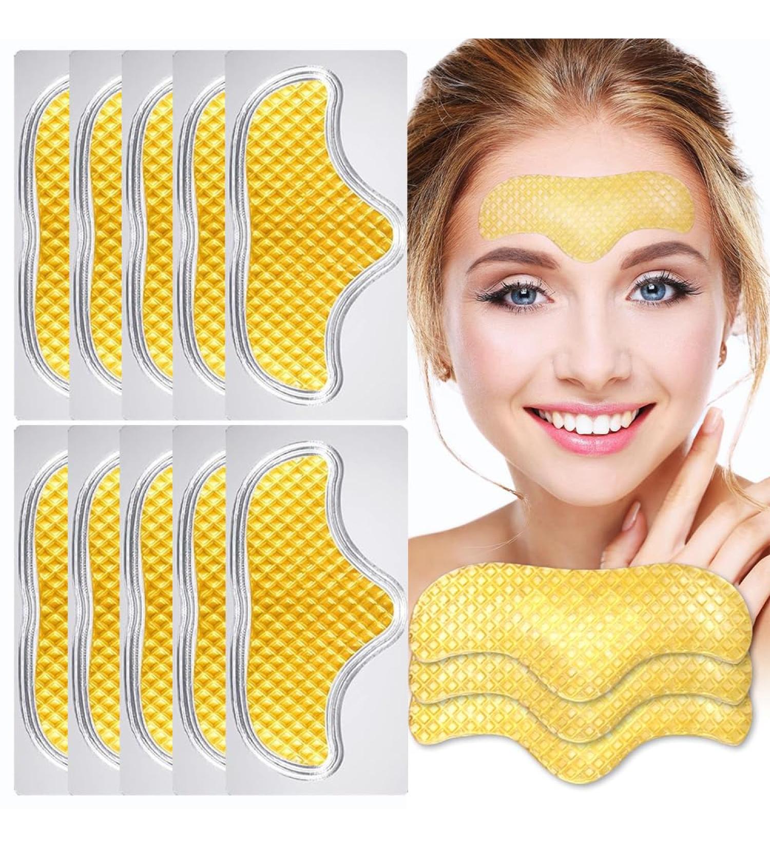 KlsyChry 24K Gold Hydrogel Patches for the Face Gold Forehead Mask Collagen Forehead Anti Wrinkle Patches Helps Smooth and Moisturize the Forehead 10 Pack - Buy Online on GoSupps.com