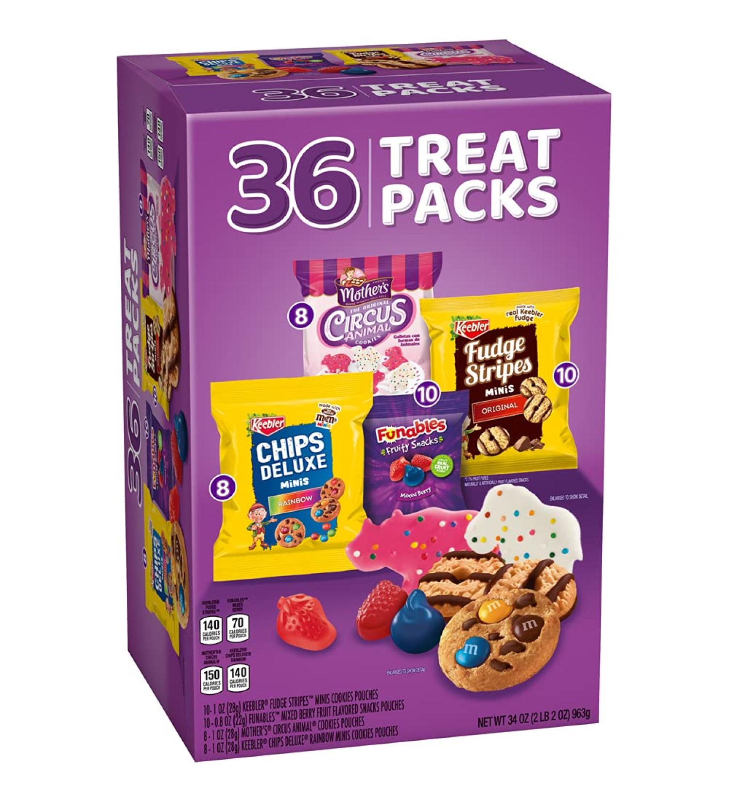 Keebler Sweet Treat Variety Pack - Fudge Stripes & Chips Deluxe Minis, Circus Animal Cookies, Fruit Snacks 36 oz - Buy Online on GoSupps.com