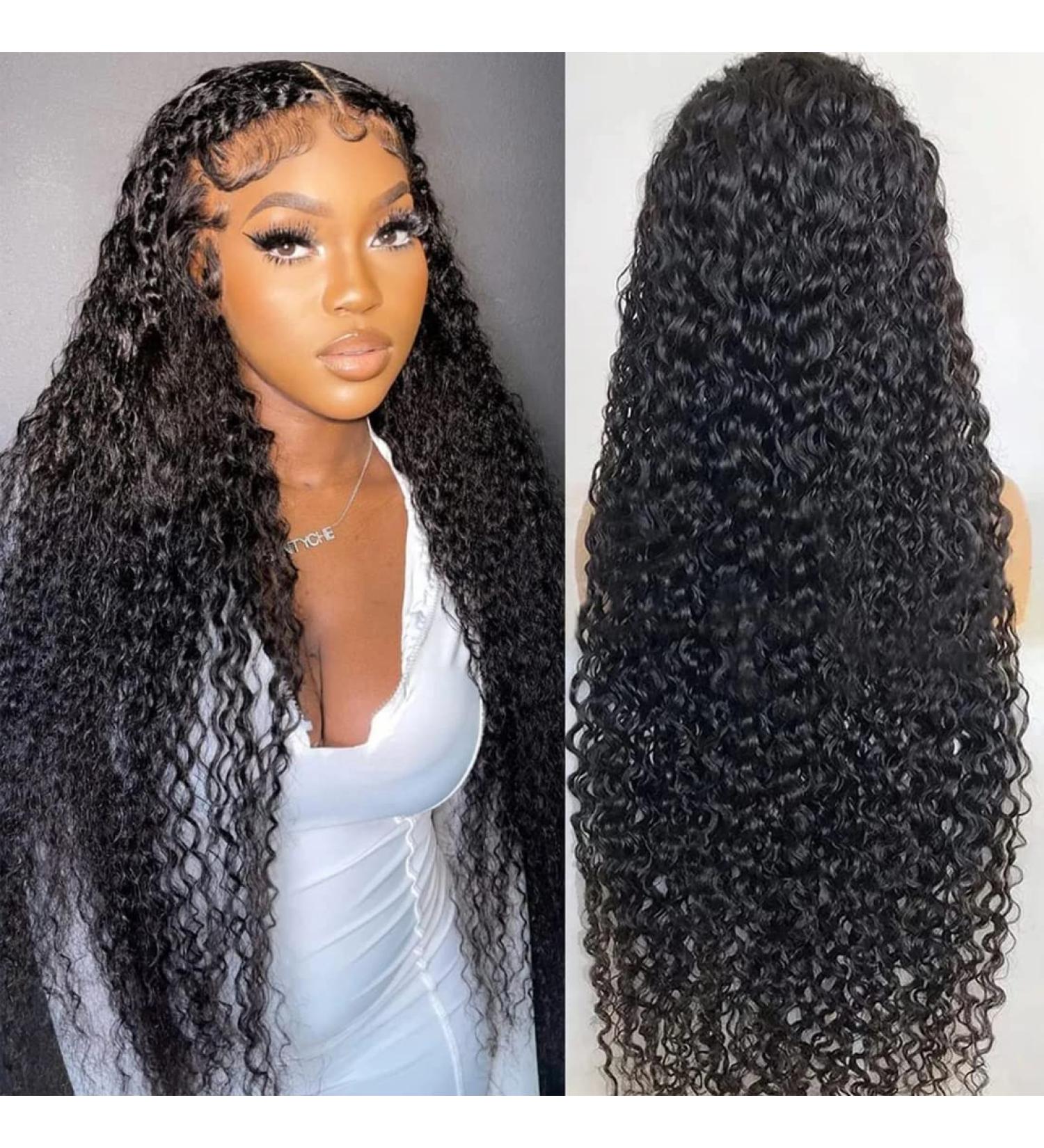 26 Curly Wave HD Lace Front Wig for Black Women - Brazilian Deep Curly Transparent Lace Front Human Hair Wig with Baby Hair - Natural Color, 26 - Buy Online on GoSupps.com