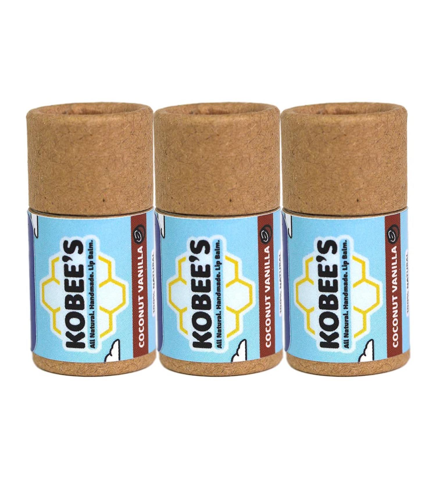 3 pack - Kobeesco Lip Balm Lip Moisturizer Lip Cure Lip Balm Chapstick (CoconutVanilla)