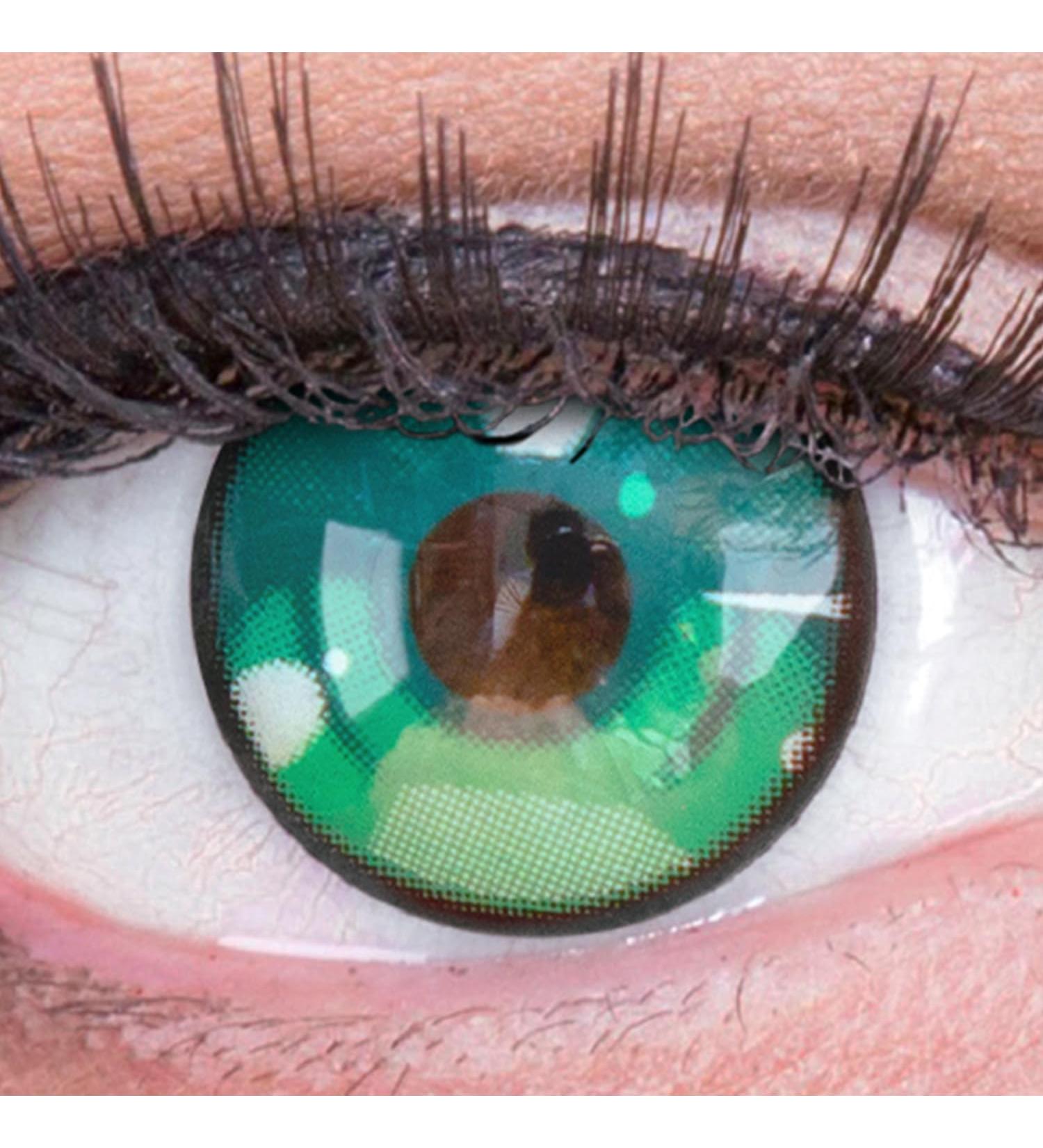 Meralens Anime Arc 3 Green Colored Contact Lenses | Crazy Fun Annual Lenses for Carnival Halloween & Cosplay | Free Lens Tank | Top Quality 0.0 Diopters - Buy Online on GoSupps.com
