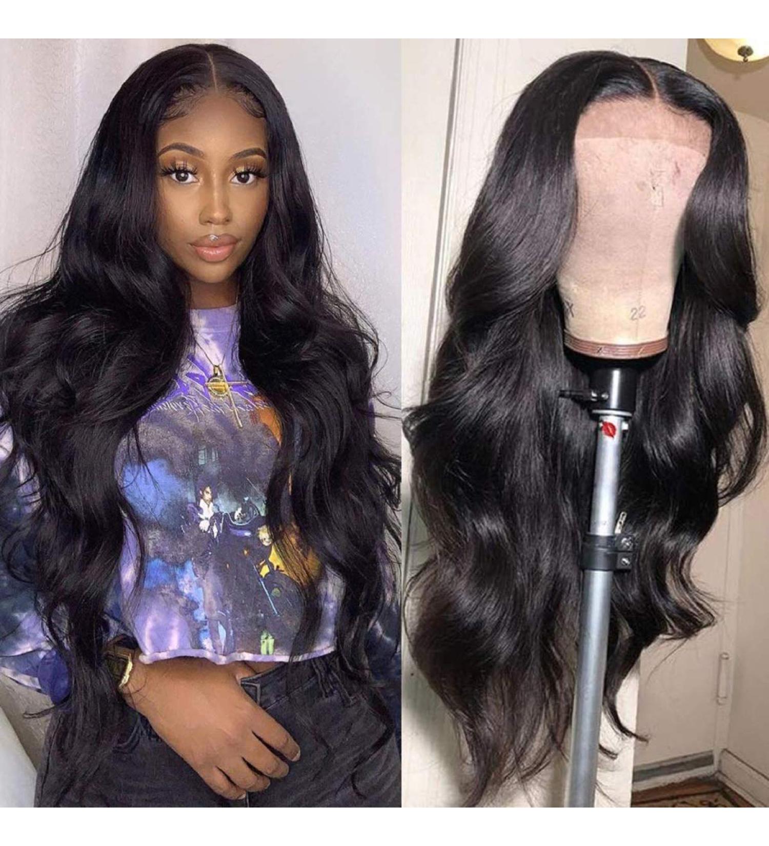 28-Inch Brazilian Remy Body Wave Real Hair Wig - Pre-Plucked Natural Hairline Free Part Closure Bleached Knots for Women - Buy Online on GoSupps.com
