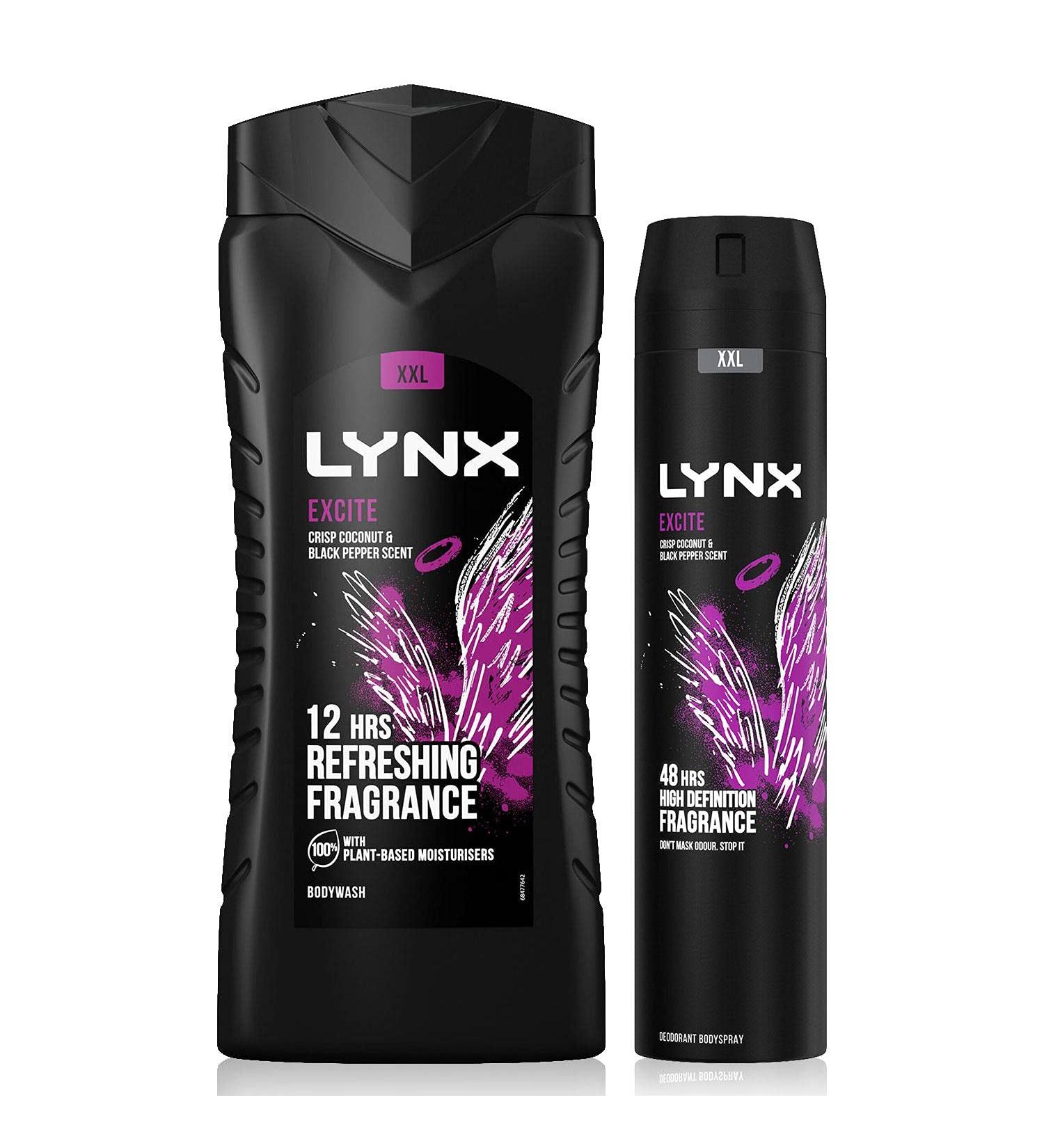 Lynx 12 Hour Refreshing Excite Shower Gel 500 with Lynx 48 Hour Excite Body Spray 250ml Leaving you smelling great Dermatologically Tested Keep Smelling Irresistible! - Buy Online on GoSupps.com