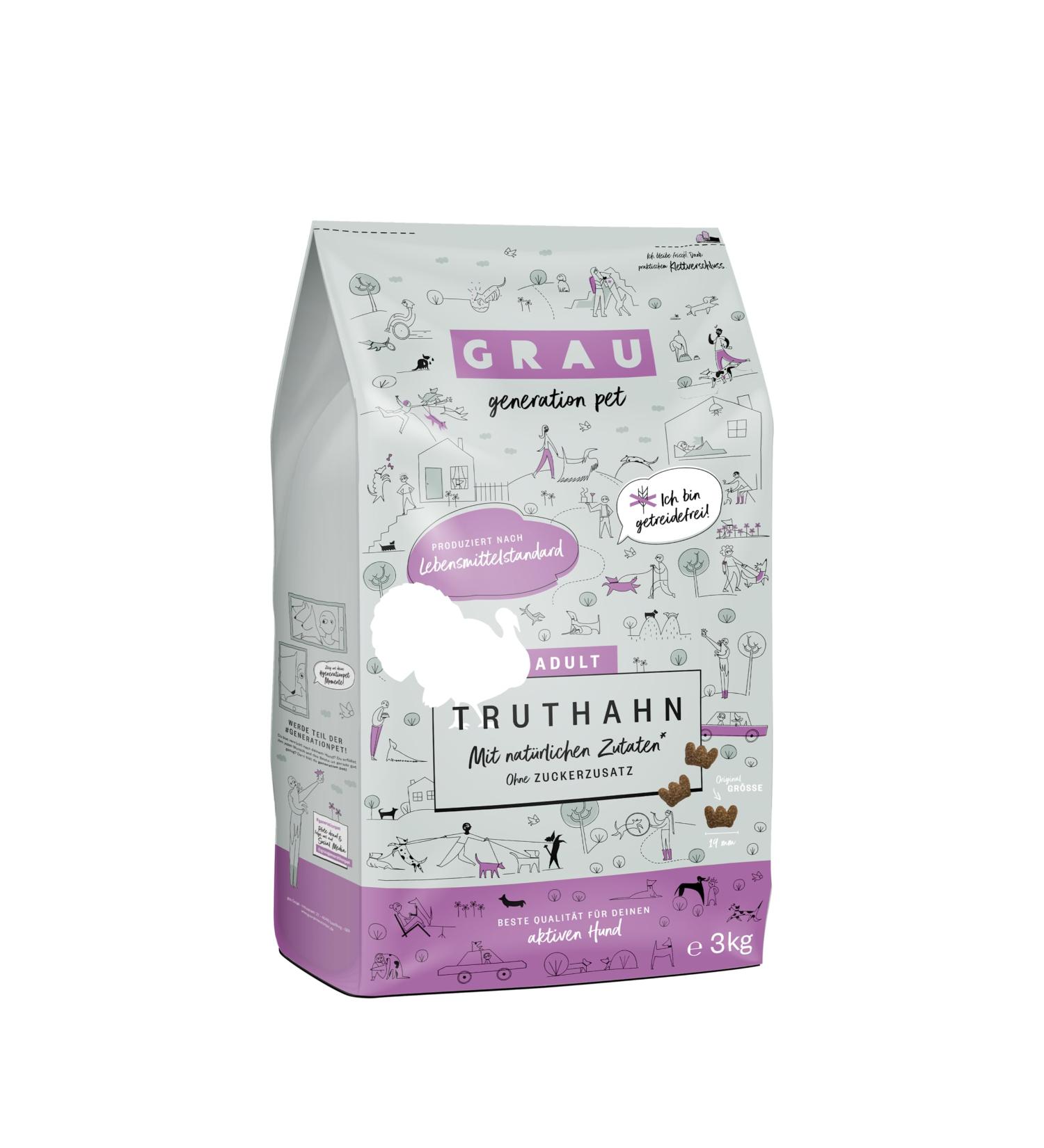 GRAU The Original Dog Food Turkey Pack of 1 (1 x 3 kg) Grain Free For Active Adult Dogs - Buy Online on GoSupps.com