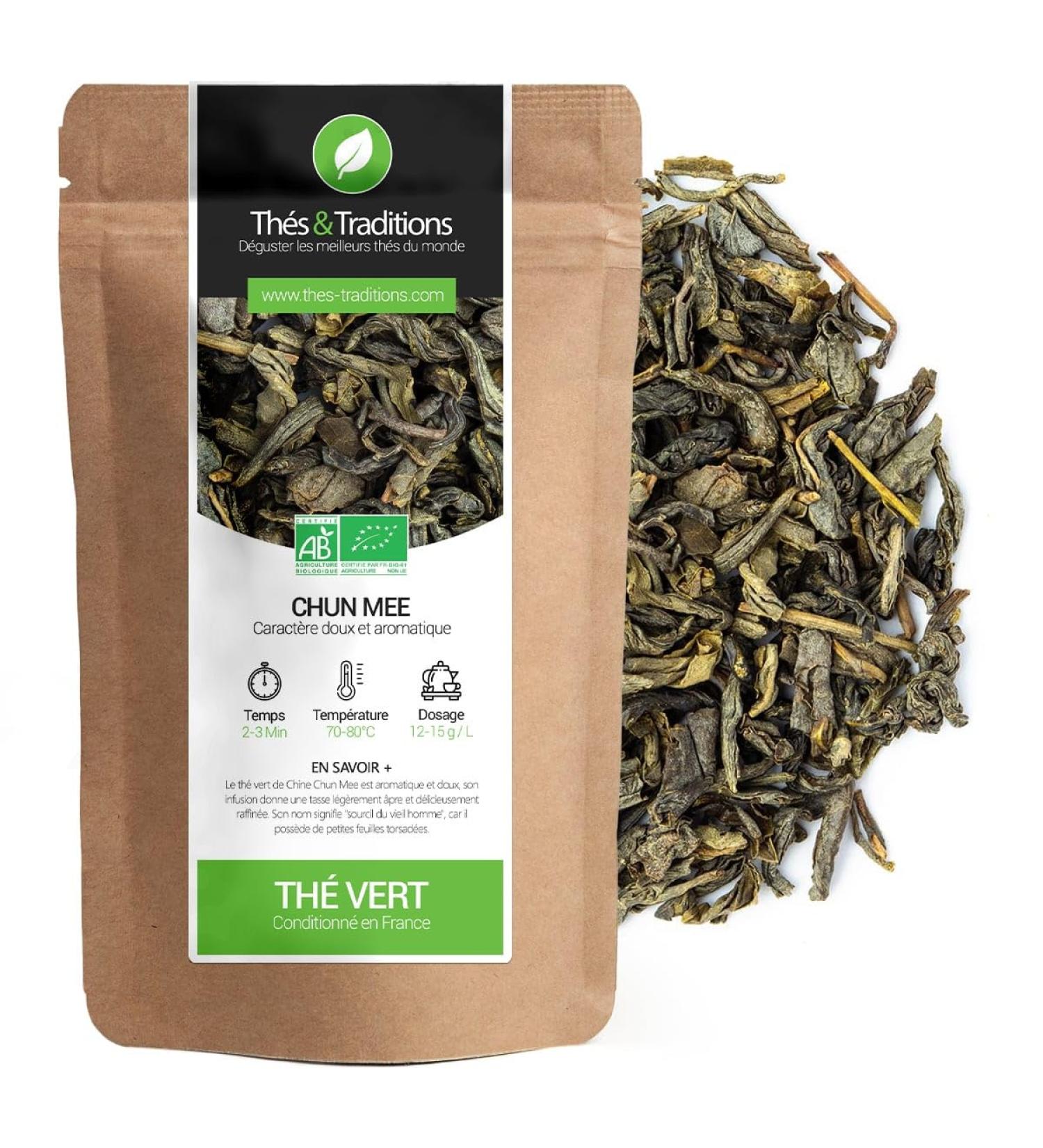  Th s & Traditions Chun Mee - Organic Green Tea | 100g Bulk Bag | Certified Organic  - Buy Online on GoSupps.com