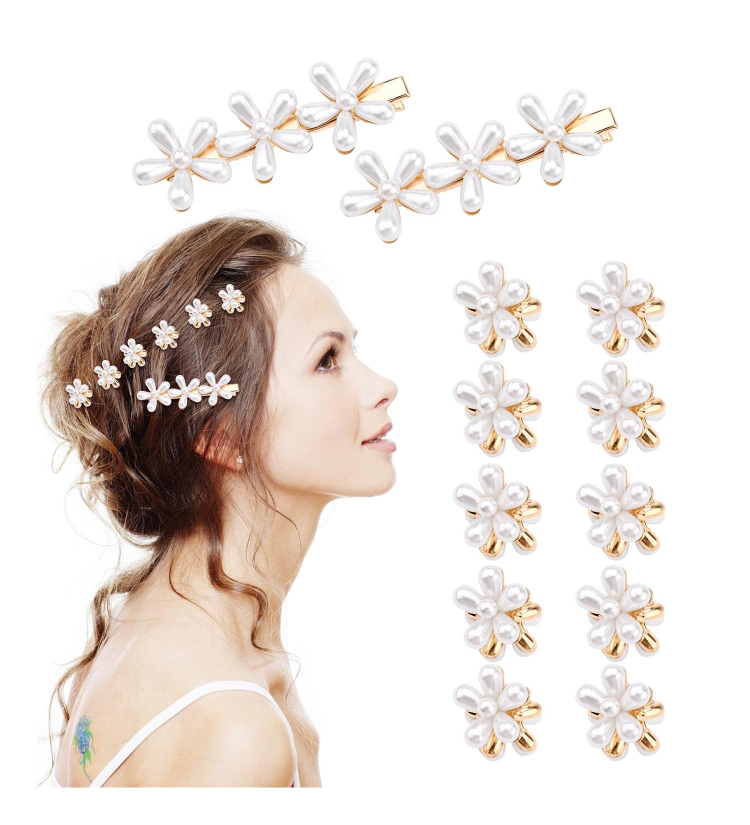 10 Mini Diamond Hair Clips - Floral Hair Jewelry for Women & Girls | Perfect for Parties Weddings & Everyday Use | Sweet Small Hair Accessories - Buy Online on GoSupps.com