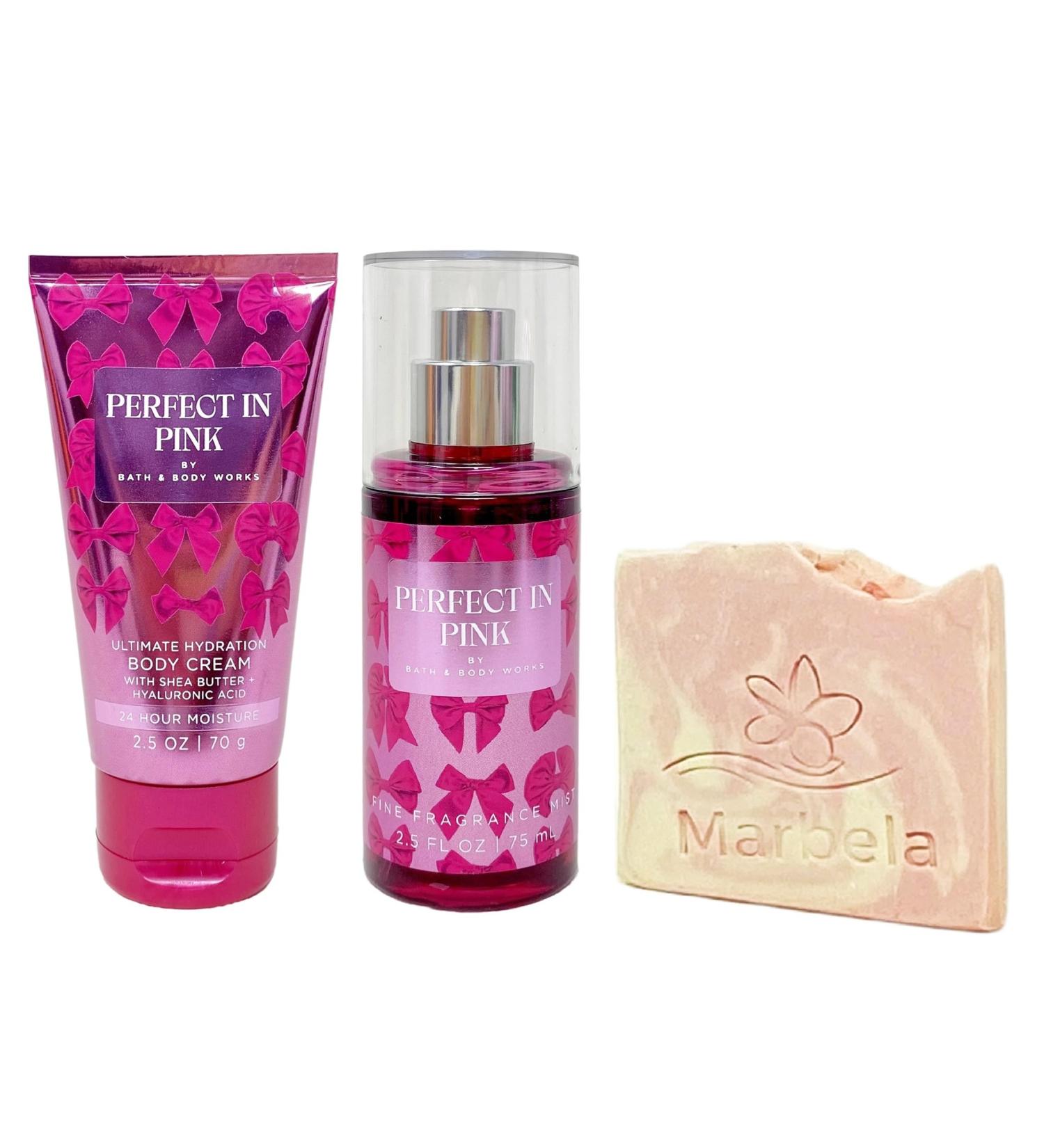 Bath & Body Works Perfect In Pink Mini Fragrance Mist and Body Cream Bundle with a Himalayan Salts Springs Sample Soap - Travel Size - Buy Online on GoSupps.com