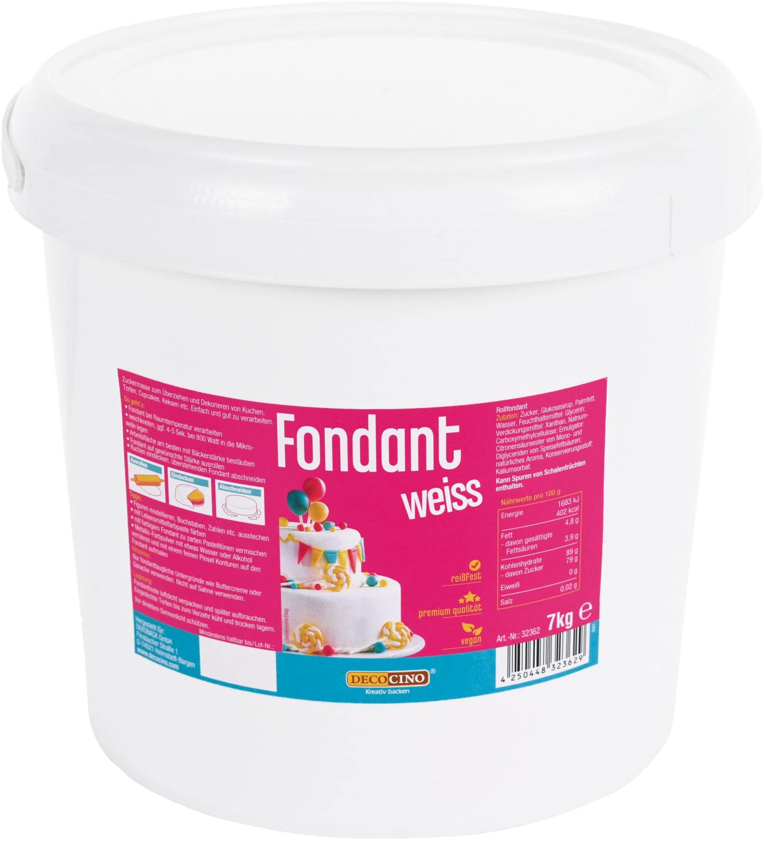 DECOCINO fondant white 7 kilo value pack ideal for decorating cakes tarts cake pops vegan & lactose-free 7 Kg