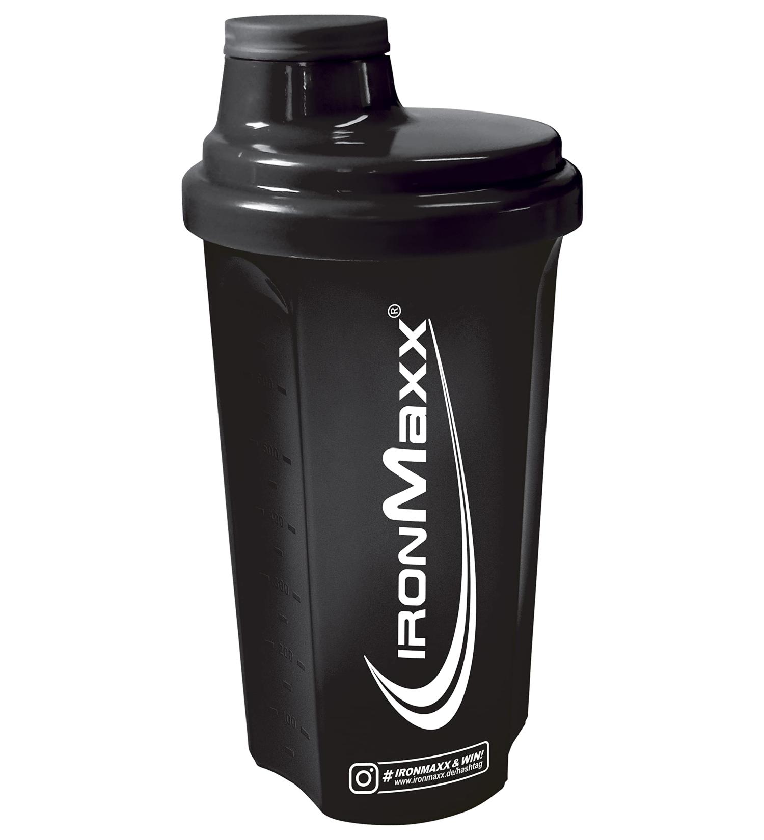 Ironmaxx Protein Shaker Black 700ml | BPA & DEHP Free Dishwasher Safe | With Rotating Clasp Sieve & Measurement Scale - Buy Online on GoSupps.com