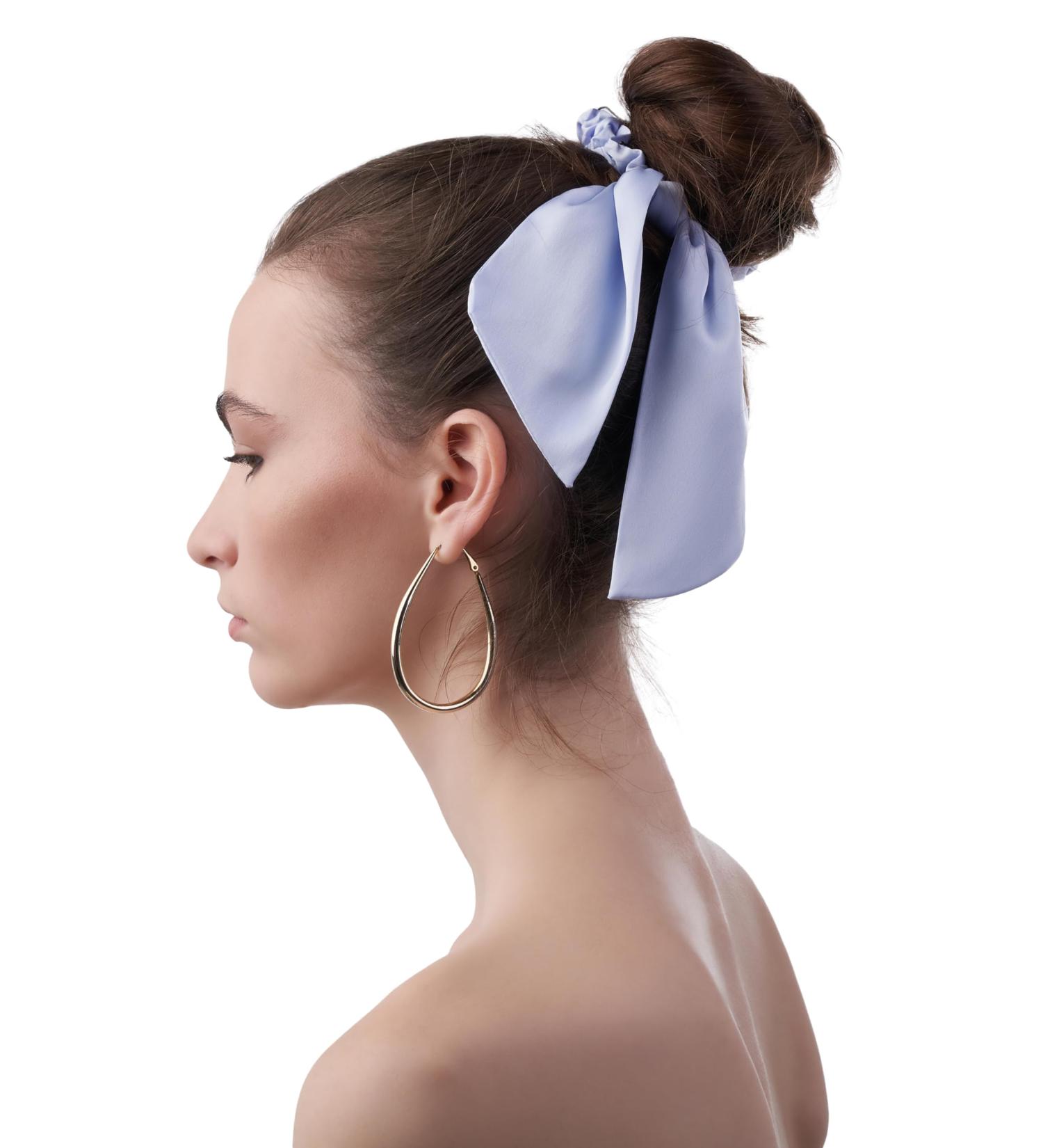 Hair Scrunchie for Women and Girls Accessory Scrunchie Fabric Hair Scrunchie Hair Gentle with Scarf (Lavender) - Buy Online on GoSupps.com