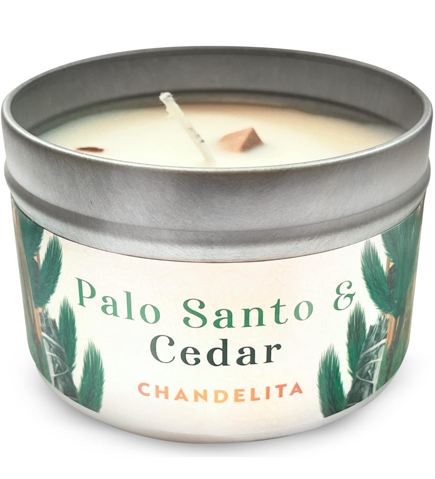 Chandelita Fragrance Candle - Palo Santo & Cedar Aromatherapy | Natural Soy Wax for Meditation & Chakra Cleansing - Buy Online on GoSupps.com