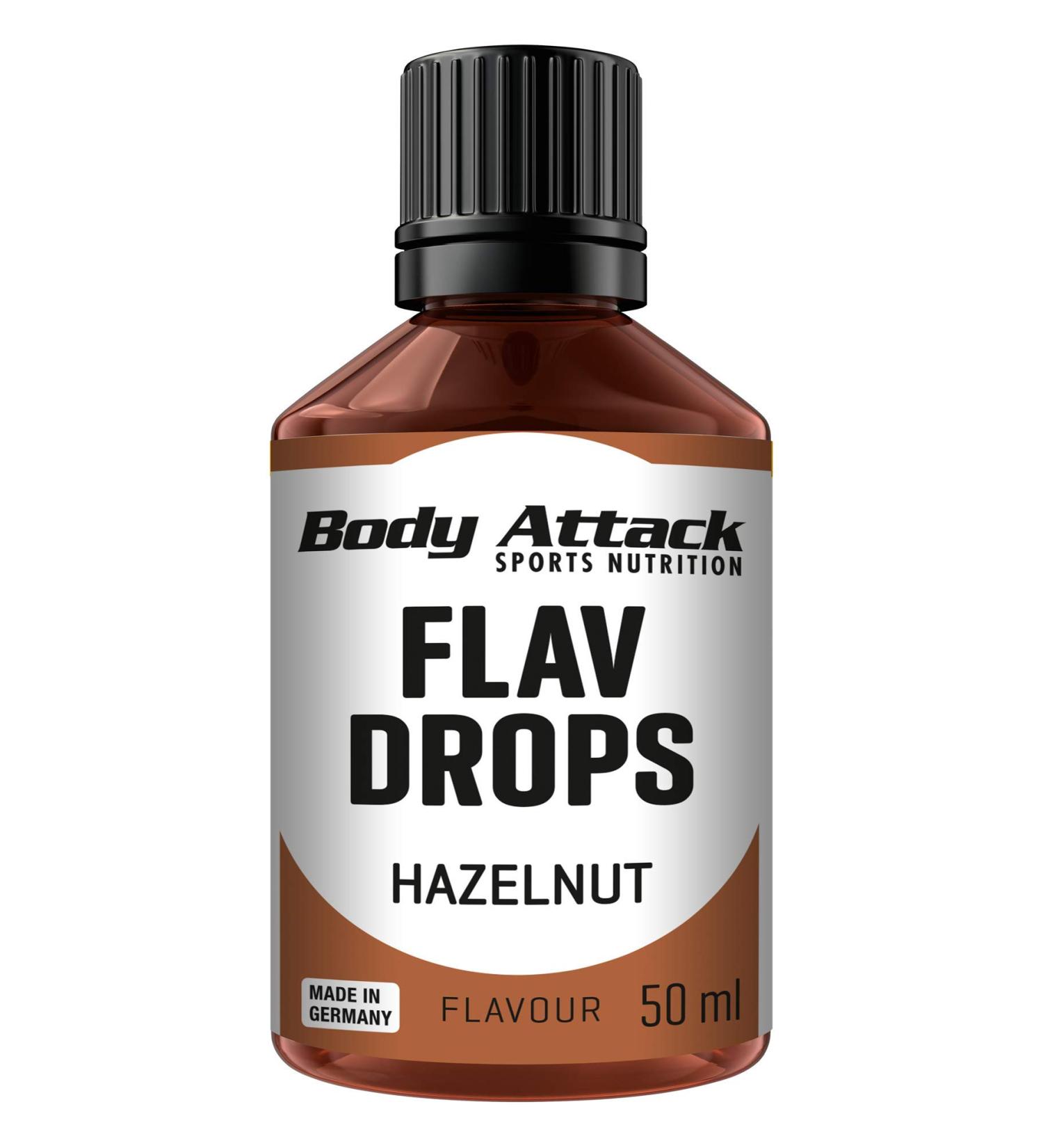 Body Attack Flav Drops Hazelnut - Sugar-Free Aroma Drops 50 ml | Vegan & Calorie-Free Flavoring Made in Germany - Buy Online on GoSupps.com