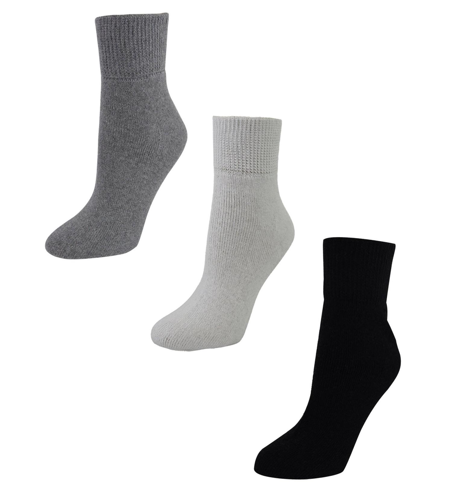 Luxury Divas Womens 3-Pack Black White Gray Diabetic Ankle Socks