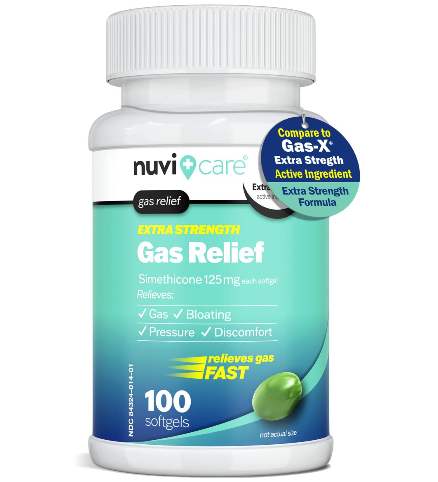 Extra Strength Gas Relief - Simethicone 125mg Softgels - Fast Anti Gas Bloating Relief - Compare to The Active Ingredient in Gas-X Anti Gas Pills - Stomach Gas Relief for Adults (100 Count) 100 Softgels (Pack of 1) - Buy Online on GoSupps.com