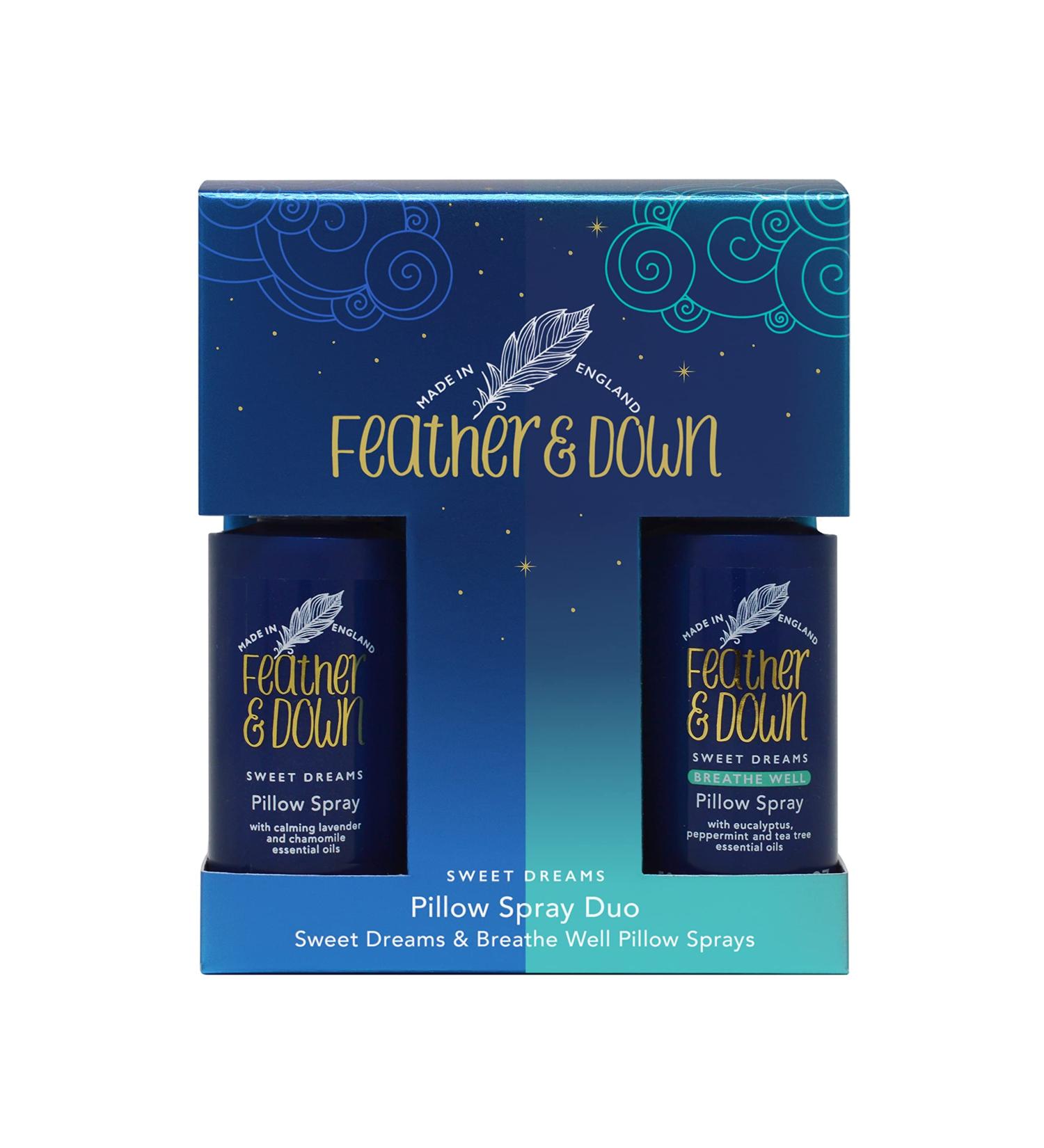 Feather & Down Pillow Spray Duo Set - Sweet Dreams & Breathe Well (50ml each) | Peaceful Sleep | Cruelty Free & Vegan - Buy Online on GoSupps.com