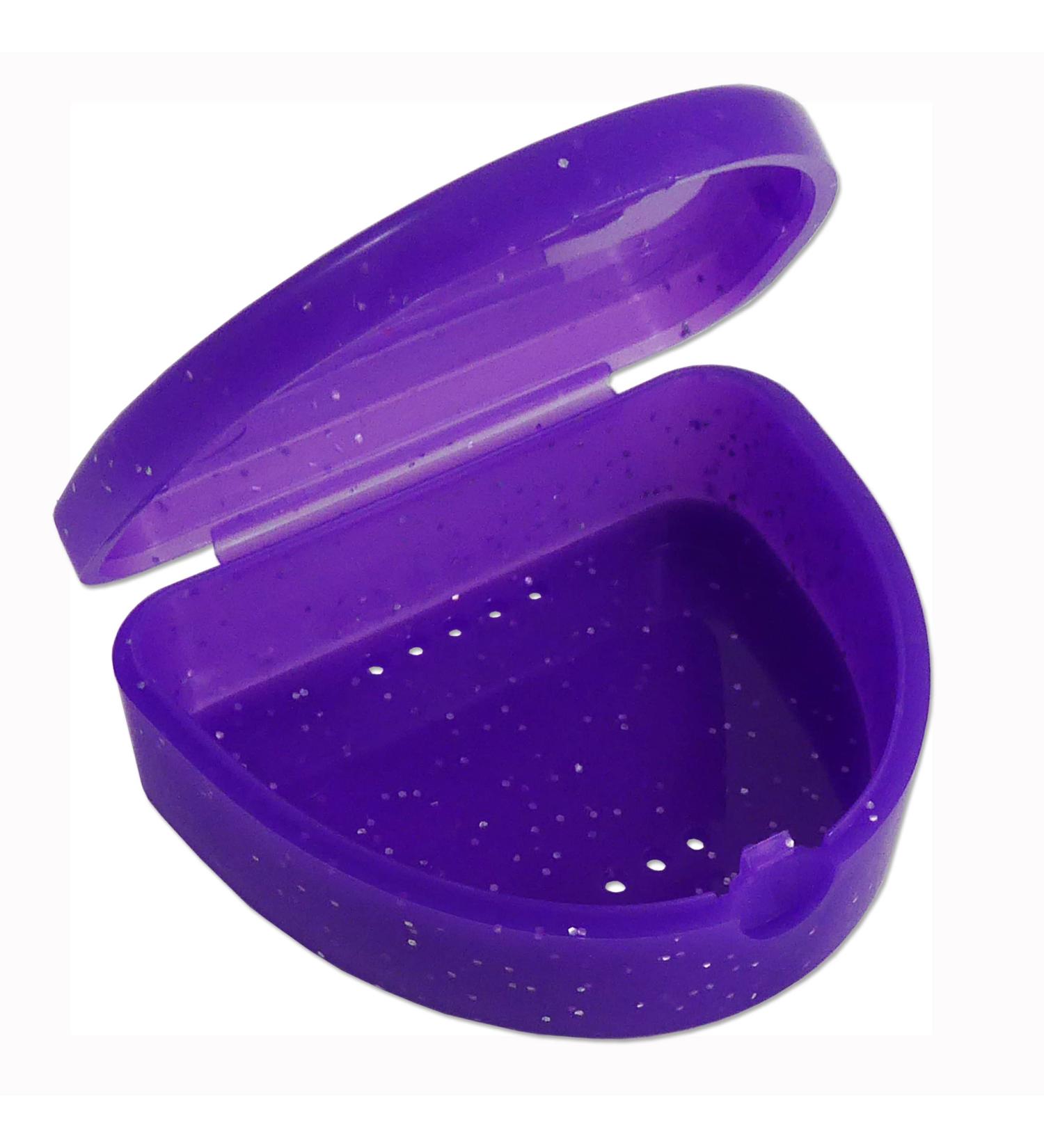 Slim Orthodontic Dental Case - Colour & Glitter Choices for Retainers Bleaching Trays Dentures & More (Glitter Purple) - Buy Online on GoSupps.com