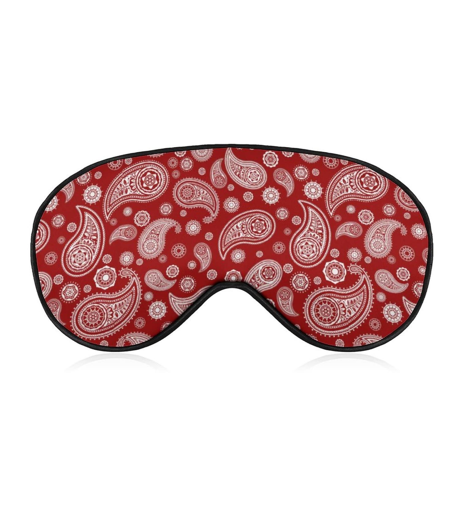 Red Paisley Sleep Mask for Women | Adjustable Eye Shades & Covers | Comfortable Elastic Strap - Buy Online on GoSupps.com