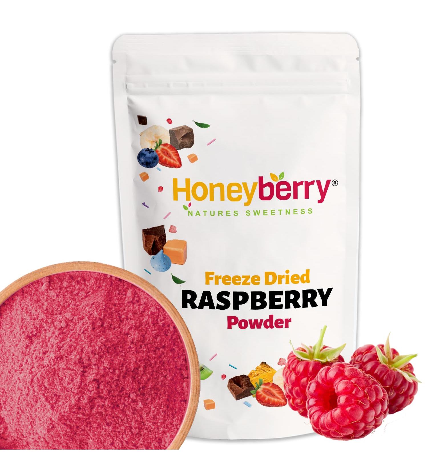  Honeyberry Freeze Dried Raspberry Powder 500 g Freeze Dried Fruit Powder Dried Raspberries Powder for Pastries Desserts Smoothies Natural No Additives - Buy Online on GoSupps.com