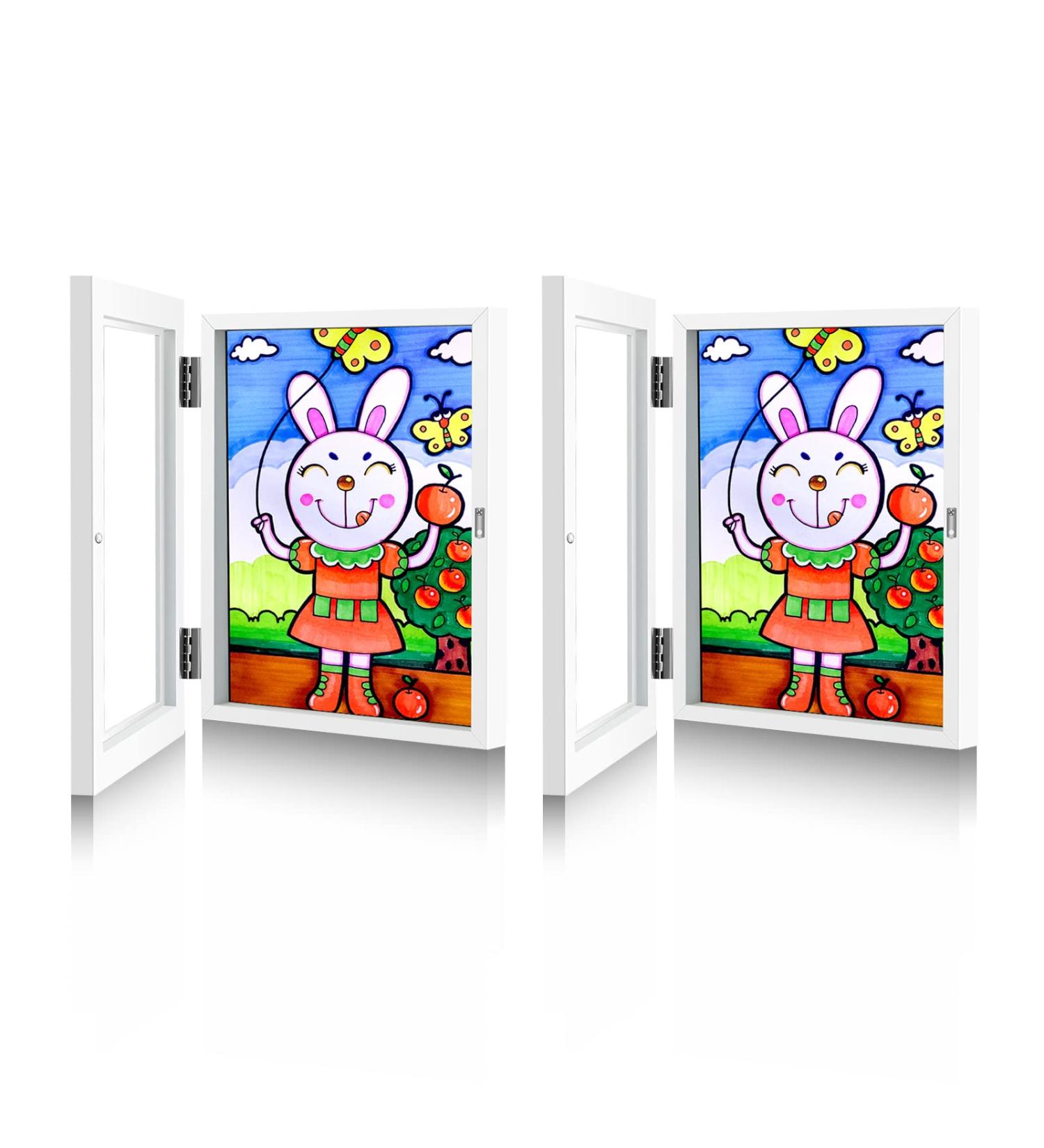 Sank Kids Art Frames Projects Front Opening and Changeable Picture Display for DIN. A4 Art-Work Storage Frames Crafts Drawing Hanging Art 8.3x11.8 (White 2 Packs) - Buy Online on GoSupps.com