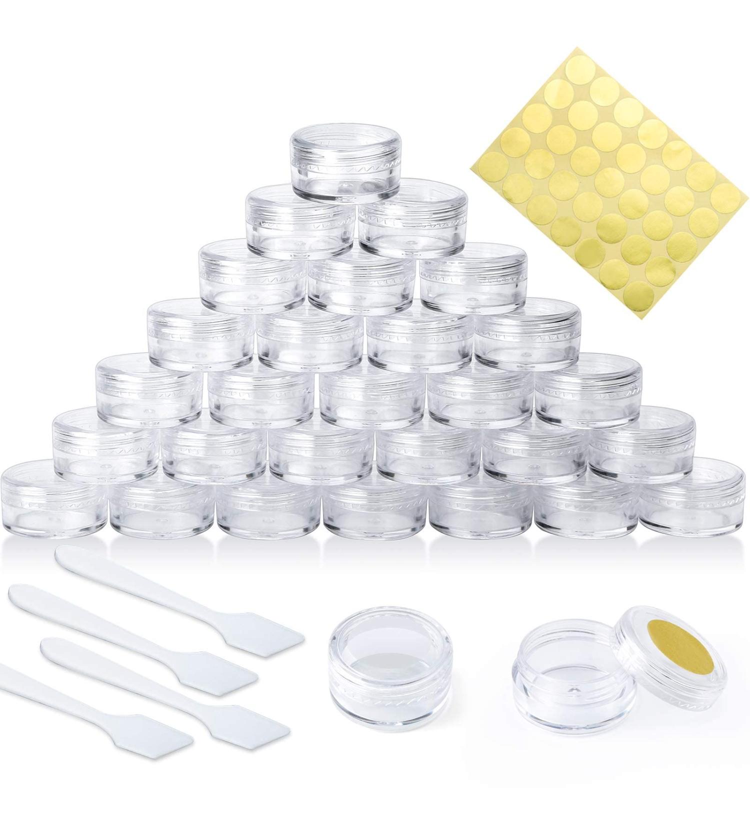 30 Pcs Empty Sample Pots 5g / 5ml Plastic Travel Cosmetic Container Jars with Lids for Creams Sample Make-Up Storage (Transparent) - Buy Online on GoSupps.com