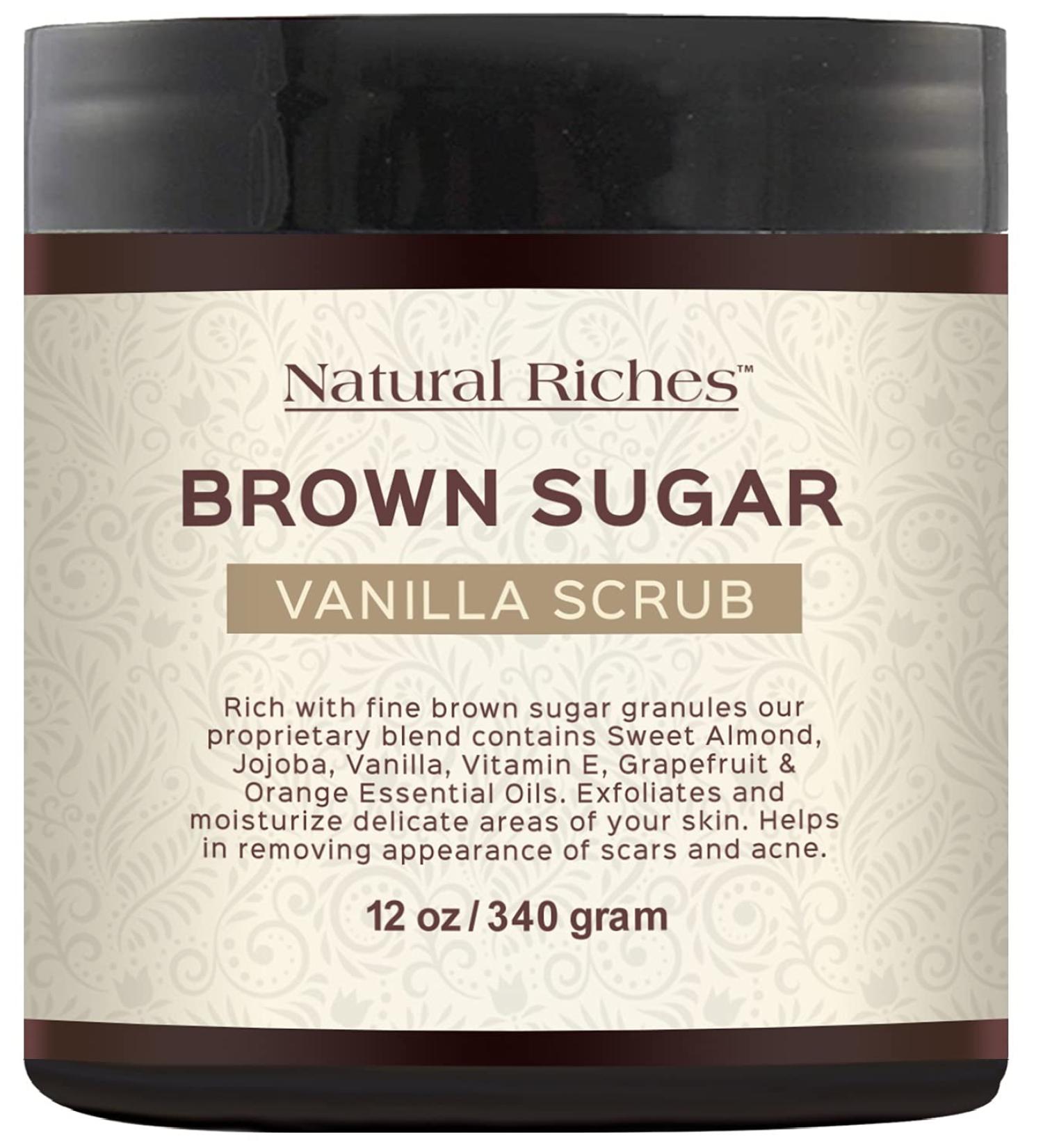 Natural Riches Brown Sugar Exfoliating Body Scrub with Vanilla - 12 oz | For Cellulite, Acne Scars, Stretch Marks | Exfoliation for Body & Face | Perfect Gift For Women - Buy Online on GoSupps.com