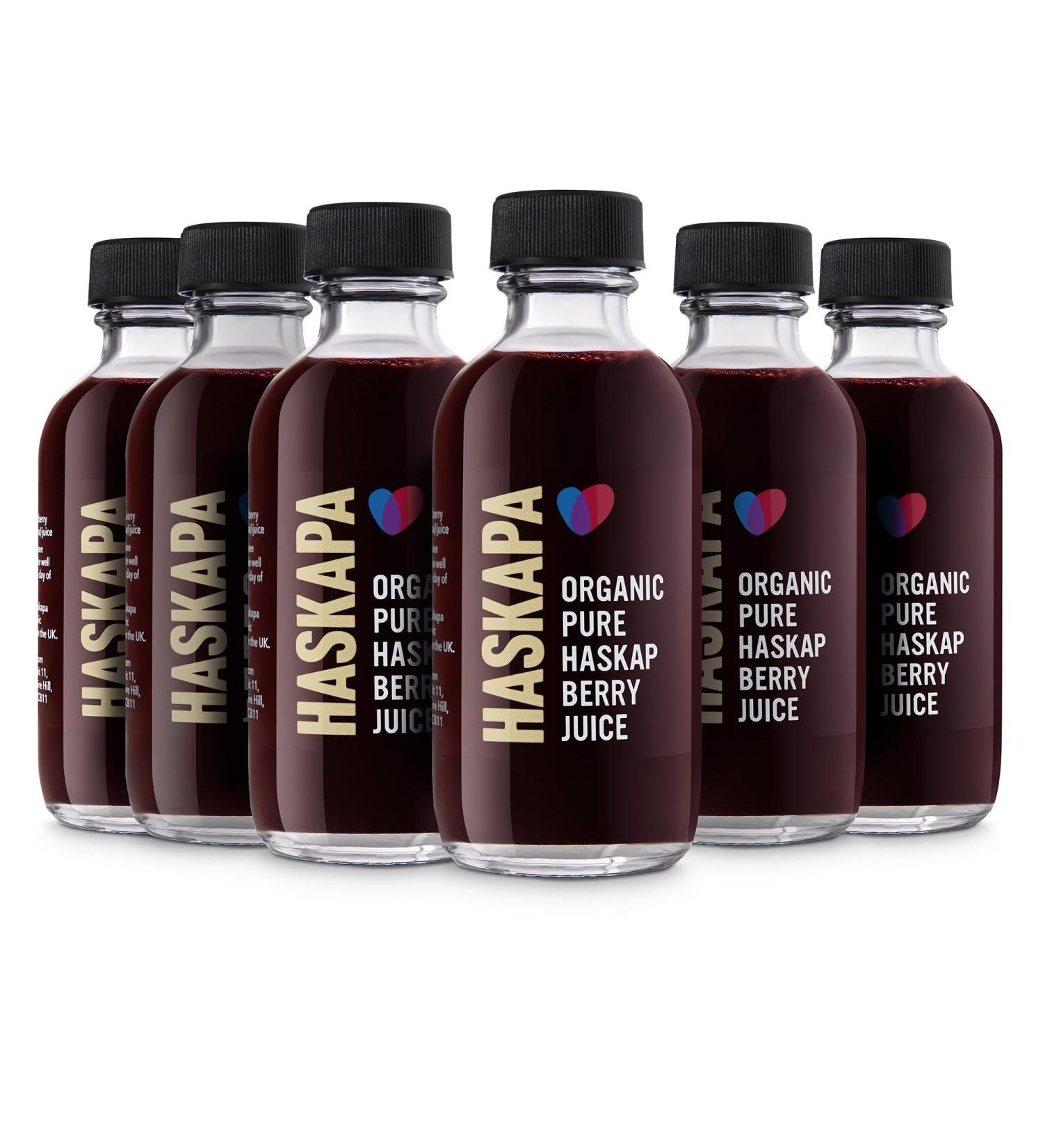 Haskapa Organic Berry Juice Shots - 100% Natural Haskap Berries - Vegan Superfood - 6 x 60ml Glass Bottles - Buy Online on GoSupps.com
