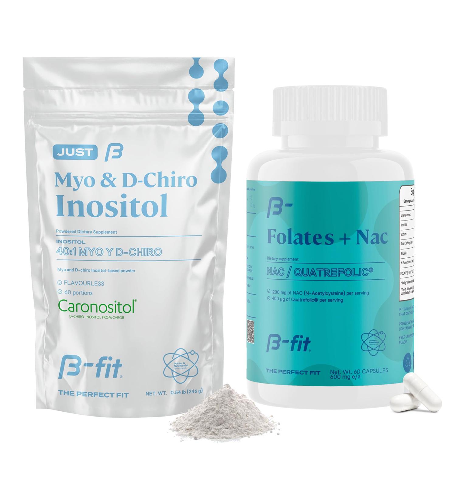 B-FIT B NAC + Just Inositol - N-Acetyl Cysteine Supplement - 60 Capsules - 600mg per Capsule - Myo-inositol & D-Chiro Inositol Supplement 40:1 Formula - Buy Online on GoSupps.com
