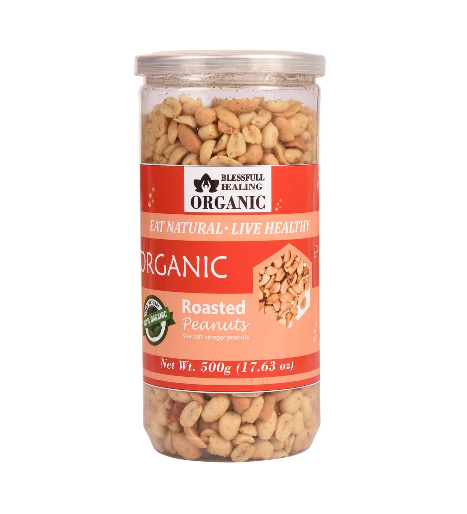 Blessfull Healing Organic Natural Vegan Sea Salt Vinegar Roasted Peanuts Crunchy Healthy Snacks 500 Gram - Buy Online on GoSupps.com