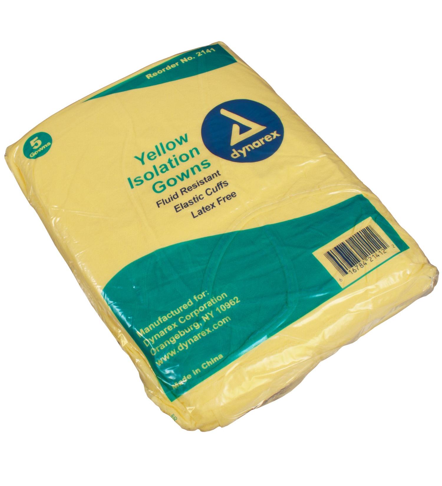 Dynarex Isolation Gown Fluid Resistant Universal Yellow 10/5/Cs