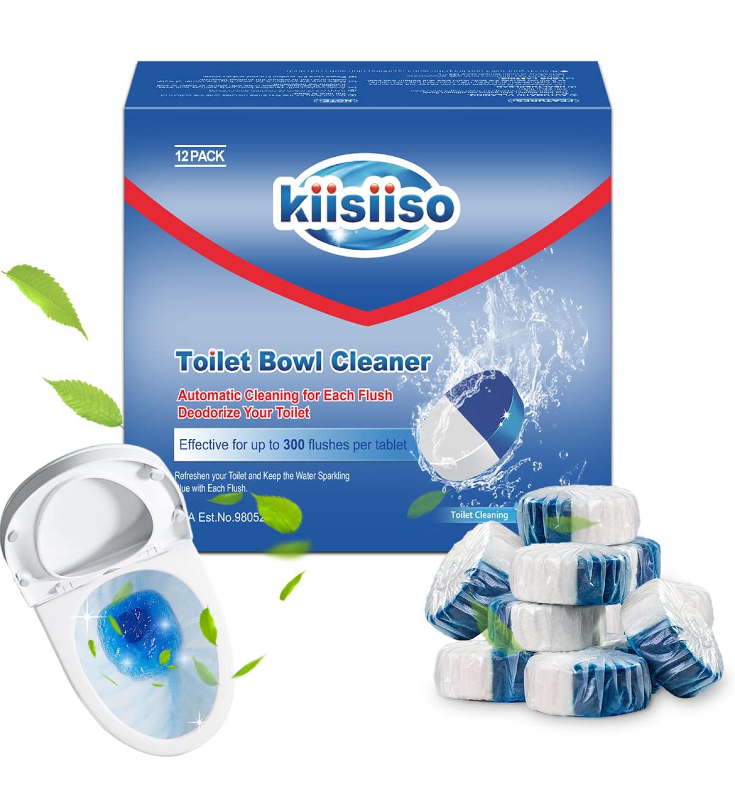 KIISSIISO Toilet Bowl Cleaner Tablets 12-Pack - Automatic Tank Cleaners for Ultra-Clean Toilets (Blue and White) - Buy Online on GoSupps.com