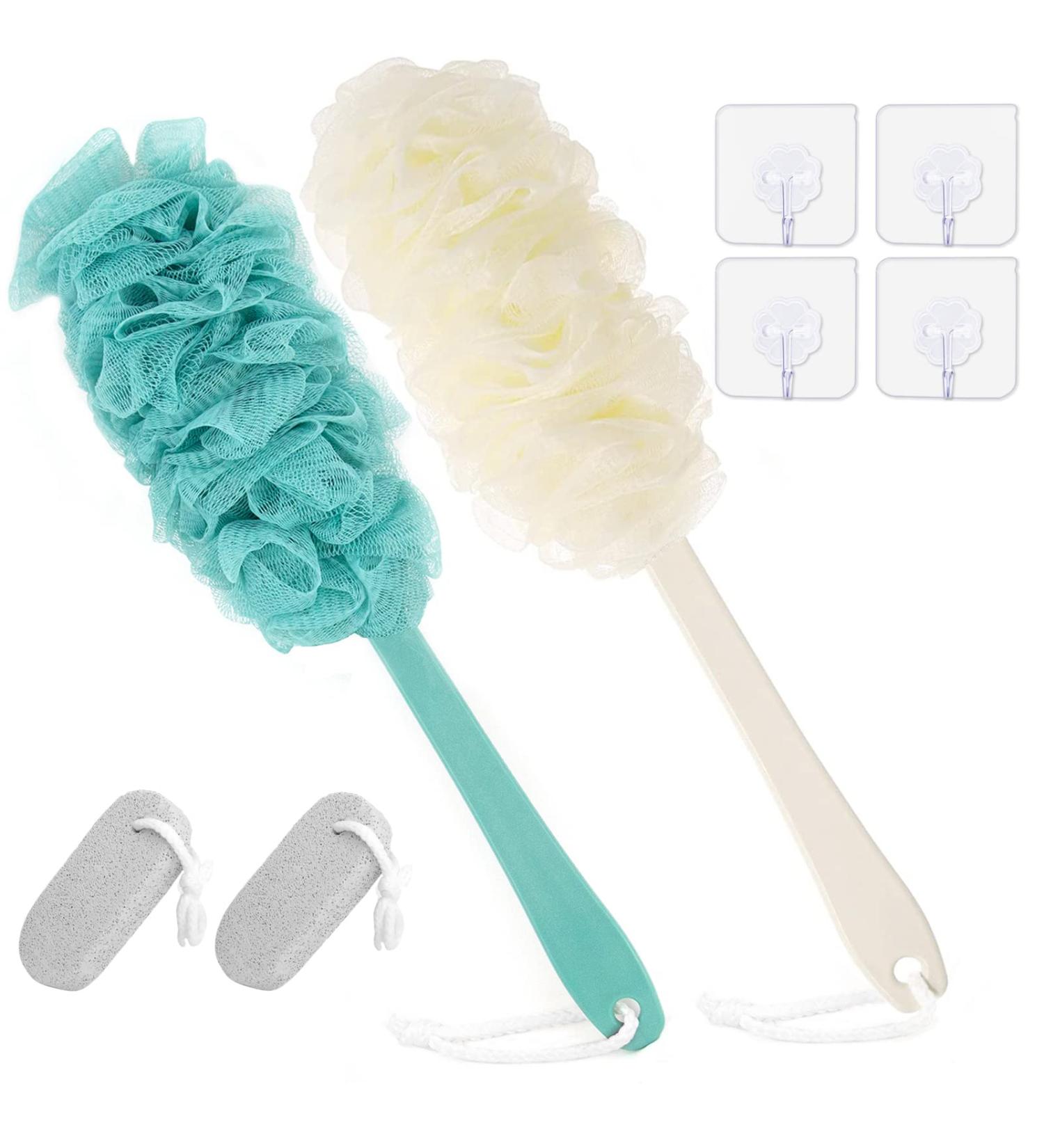 Long Handle Back Scrubber Loofah Brush for Shower | Bath Brush for Women Men | Exfoliating Body Scrubber for Skin Care - Buy Online on GoSupps.com
