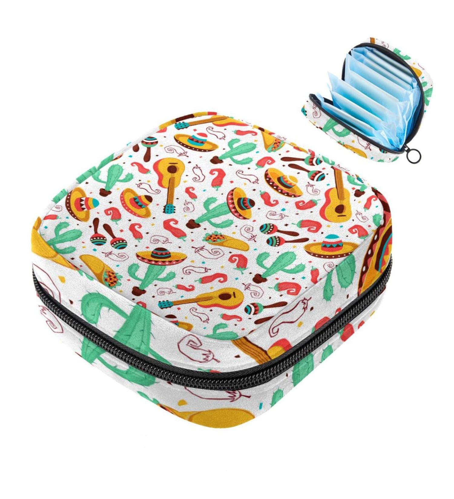 Shop Stylish Women's Binding-Up Bags | Guitars & Cacti Tampon Storage Bags with Zip Pockets - Ideal Menstrual Tied Bags - Buy Online on GoSupps.com
