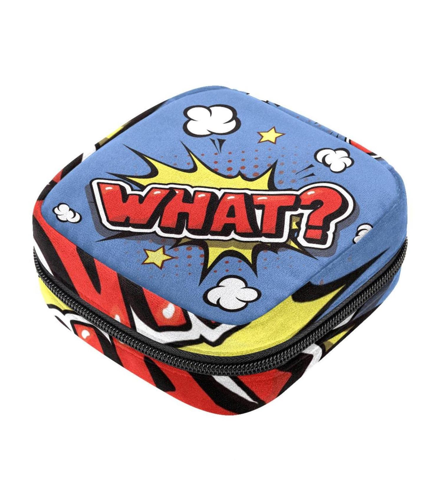 Comic Explosion Pop Art Sanitary Napkin Storage Bag - Portable Menstrual Cup Holder for Women & Teens - Buy Online on GoSupps.com