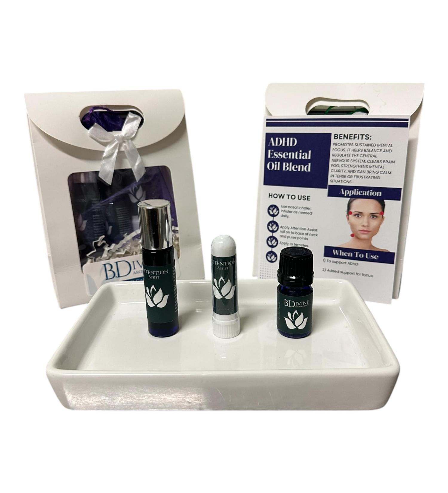 B Divine Aromatherapy Attention Assist Care Kit with Organic Essential Oils. Nasal Inhaler roll-on and Diffuser Blends. - Buy Online on GoSupps.com