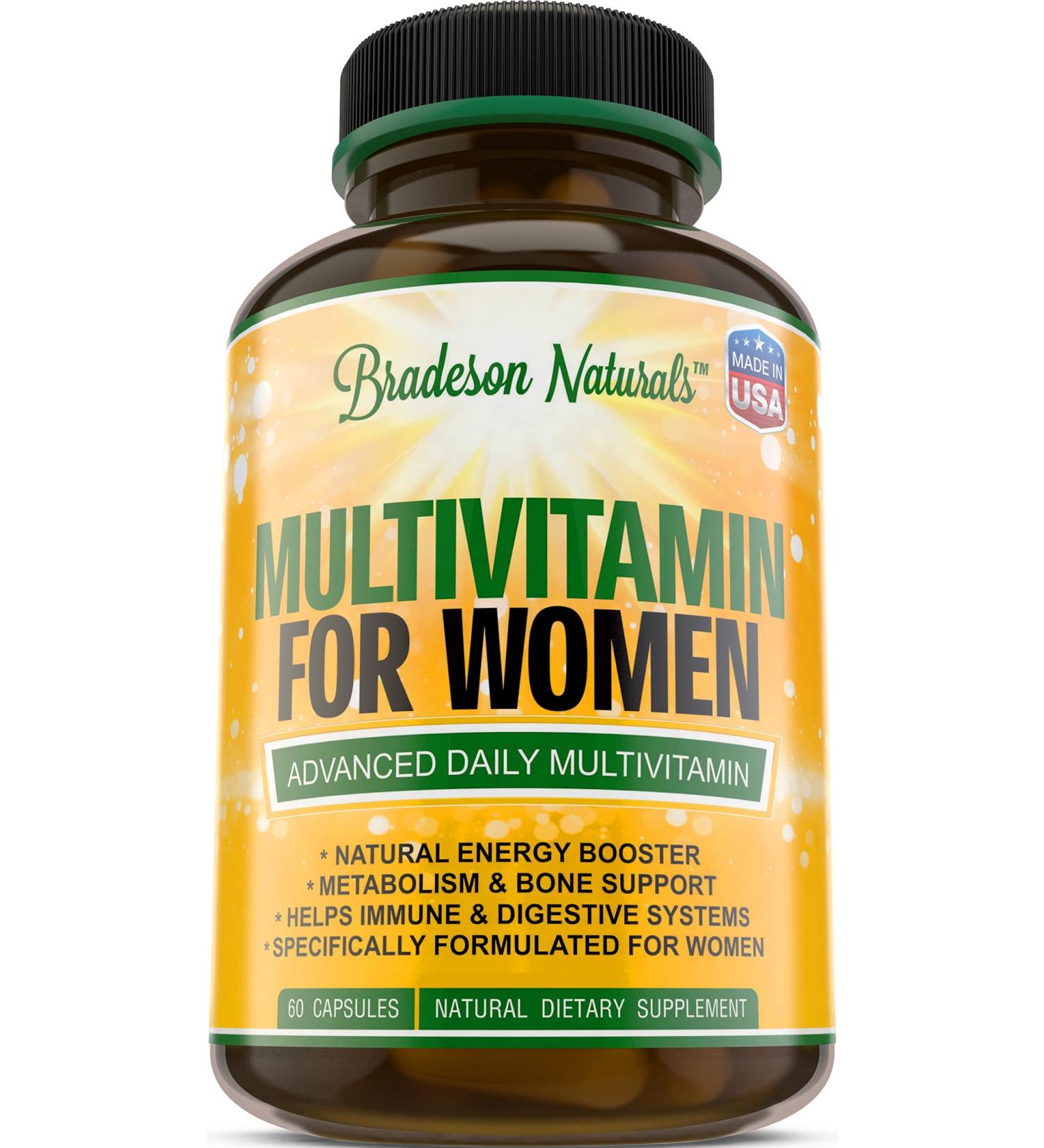 Women's Multivitamin Supplement with Vitamins A,C,D,E & B Complex | Immune & Female Support + Antioxidant & Natural Energizers | Non-GMO & Gluten Free | Made in USA - 60 Caps - Buy Online on GoSupps.com