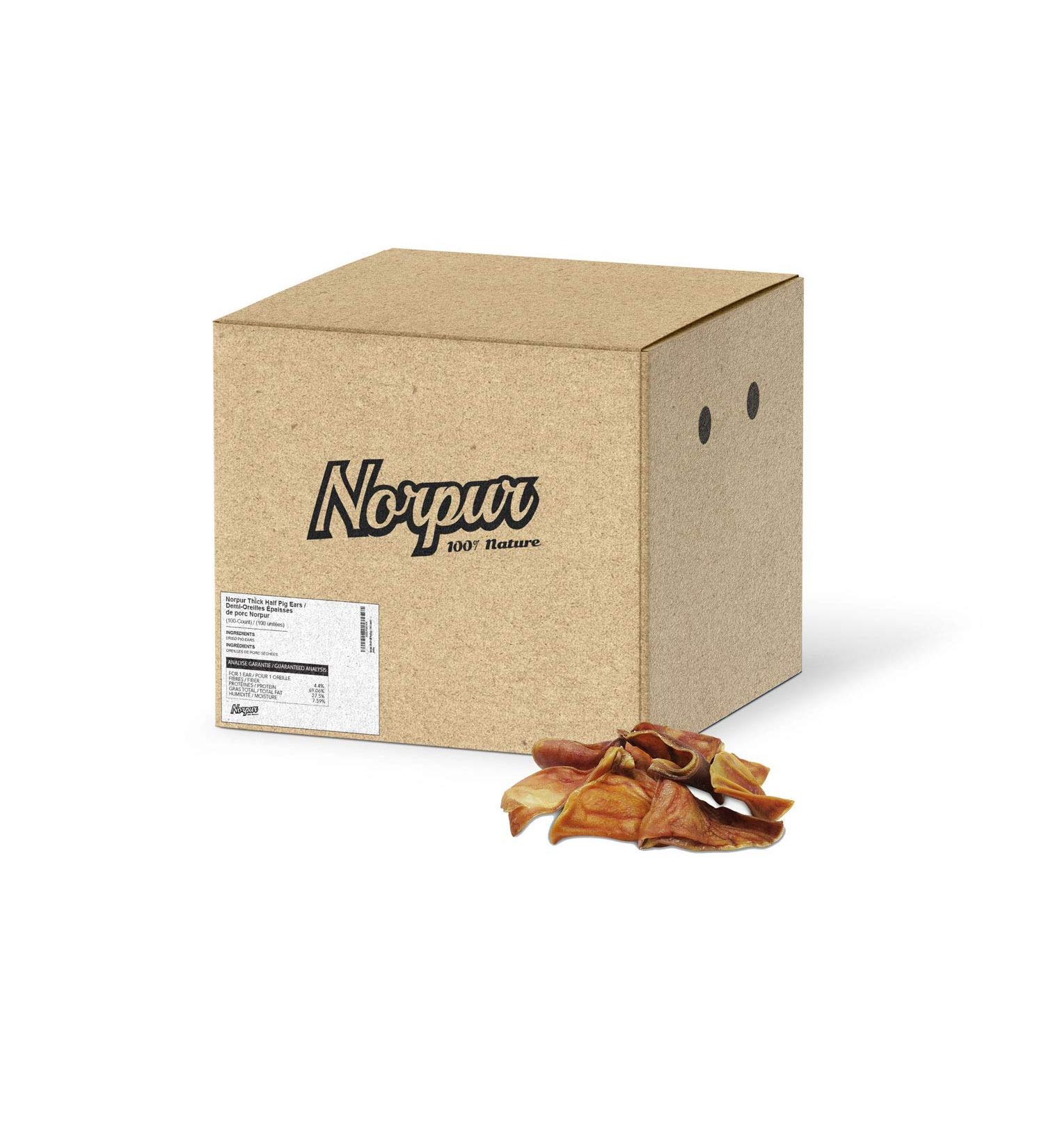 Norpur Thick Half Natural Pig Ears for Dogs 100 Count Bulk Chews for Training Rewards and Treats Natural Grass Fed Meat Small to Medium Puppies - Buy Online on GoSupps.com