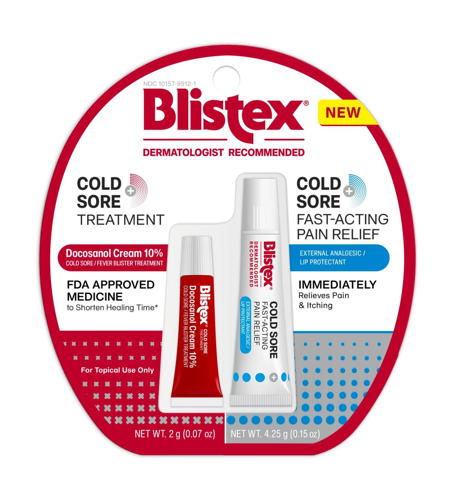 Blistex Cold Sore Kit Cold Sore/Fever Blister Treatment Docosanol Cream 10% Shortens Healing Time (2g/0.7oz) Fast-Acting Pain Relief Cream with Maximum Strength Lidocaine (4.25g/0.15oz) - Buy Online on GoSupps.com