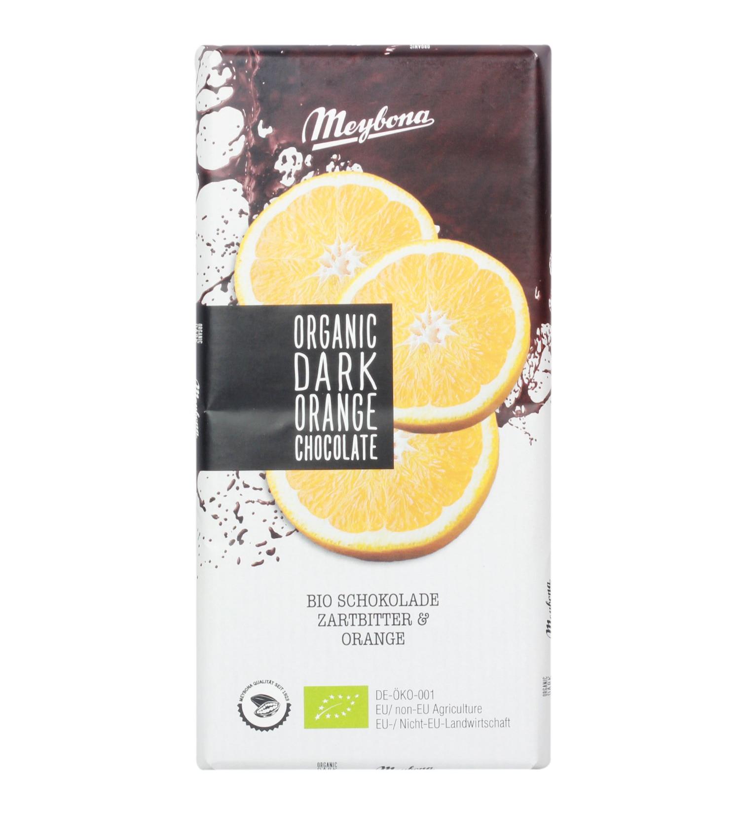 Meybona Meybona Large organic dark chocolate bar 52% with orange