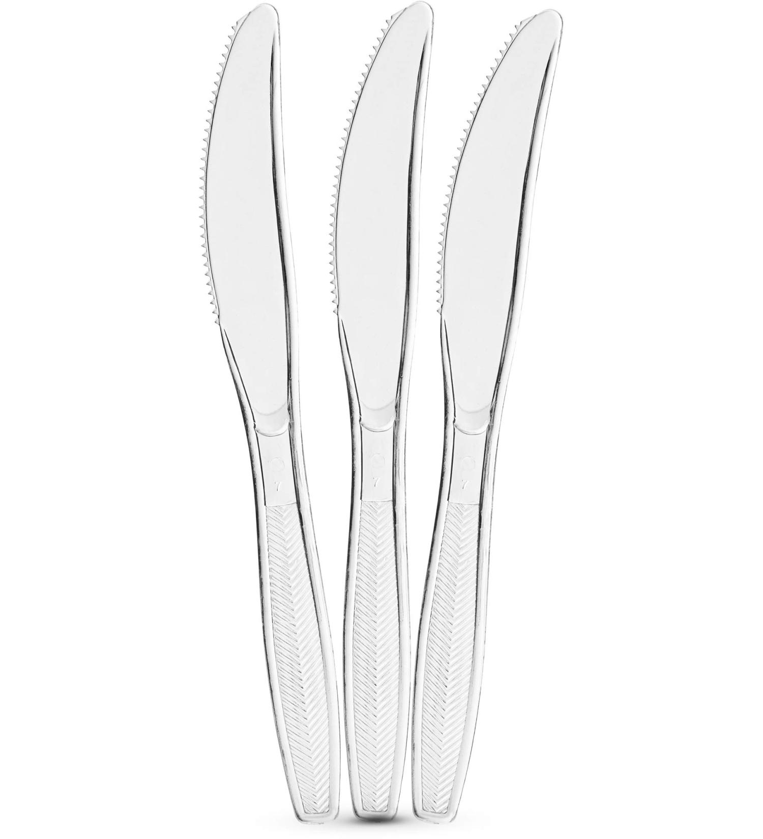 Plasticpro Clear Plastic Knives - 300 Count Medium Weight Disposable Cutlery - Buy Online on GoSupps.com