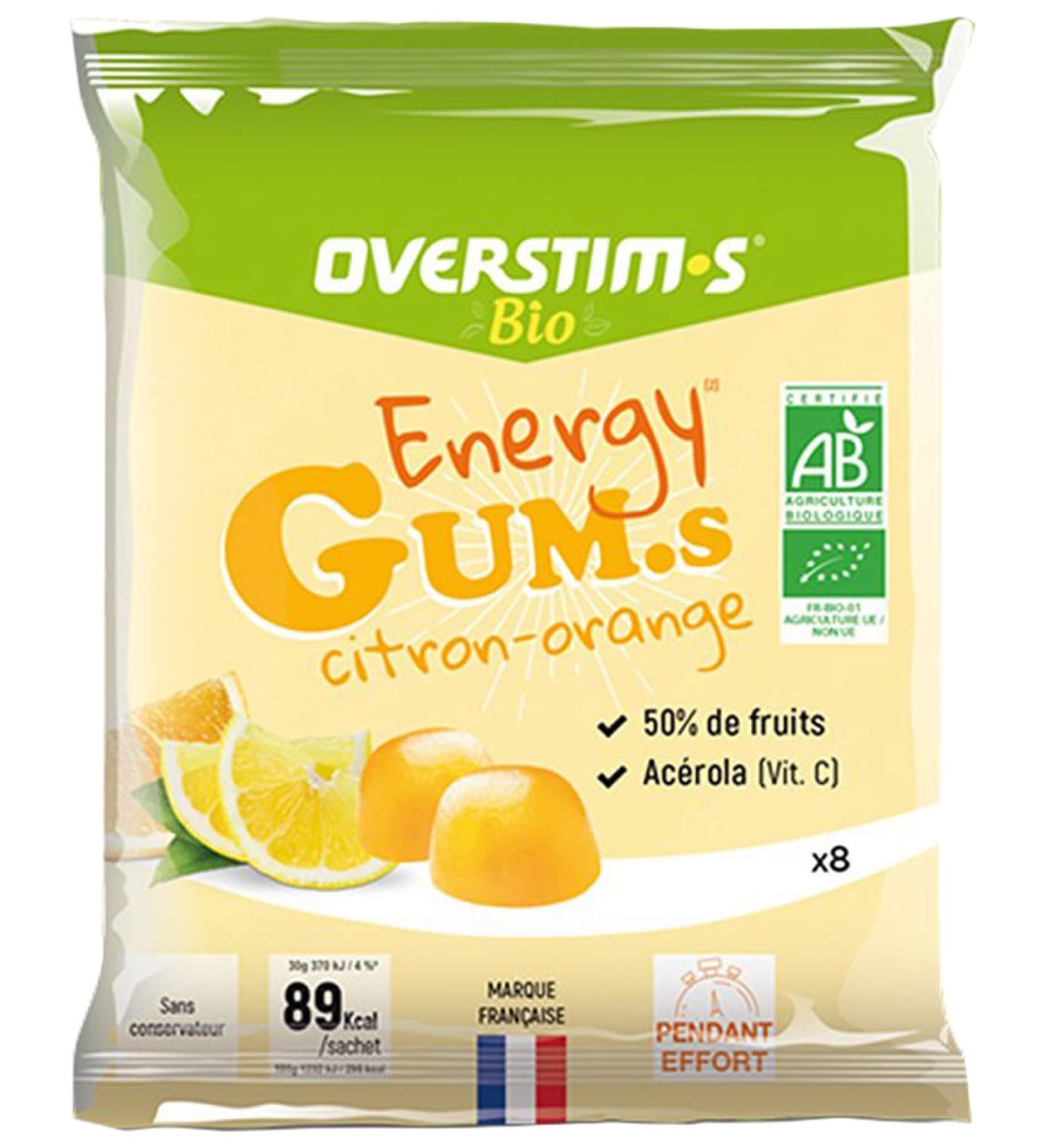 Overstims Energy Gums Organic 8 Erasers - Lemon - Orange