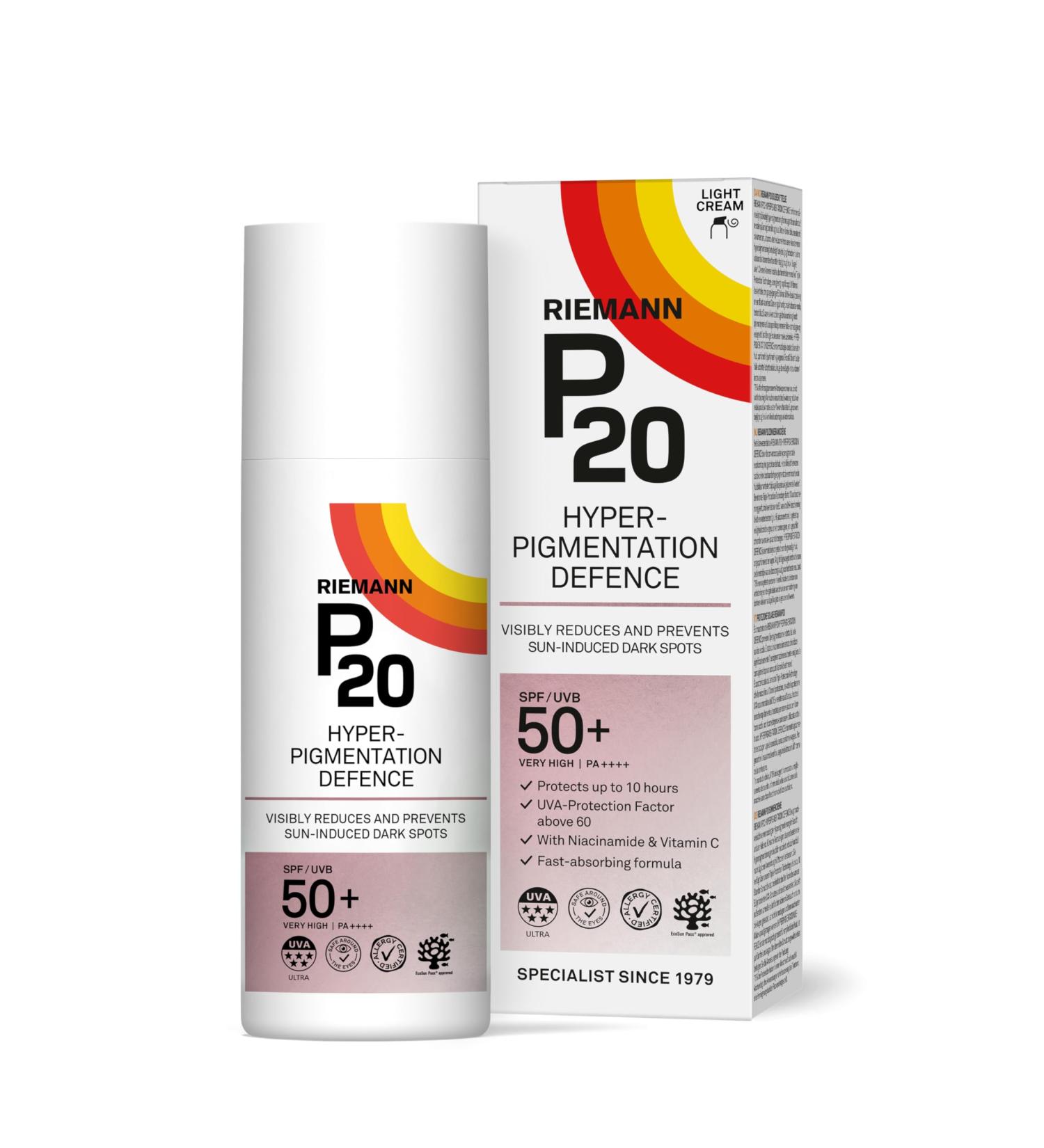 P20 | Hyperpigmentation Defence SPF 50+ | R duit et pr vient les taches sombres li es au soleil | Protection et pr vention du vieillissement pr matur de la peau | 50 g 50 g (Lot de 1) - Buy Online on GoSupps.com