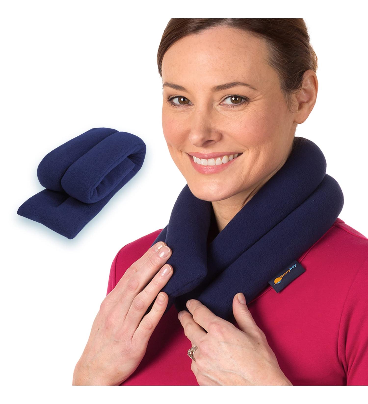 SunnyBay Navy Blue Extra Long Microwave Heating Pad for Neck & Shoulders - Flax Seed Hot Pack for Pain Relief - Microwavable Bean Bag Heating Pad for Body - Heated Neck Wrap - Buy Online on GoSupps.com
