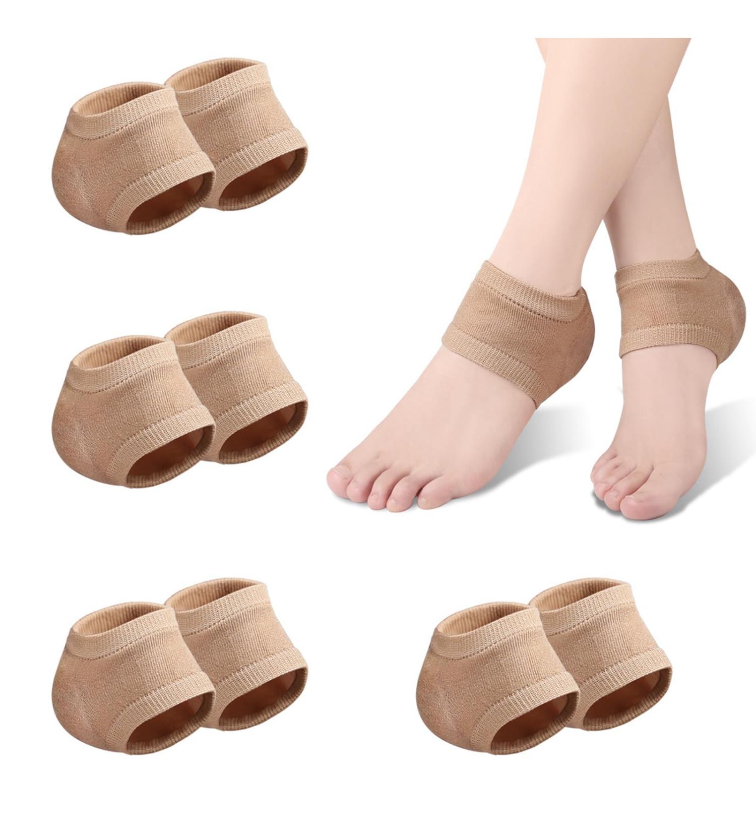 4 Pairs Comfortable Moisturizing Cracked Heel Socks Non-Slip Soft Gel Heel Socks Natural Useful Toeless Heel Socks for Dry Cracked Heels - Buy Online on GoSupps.com
