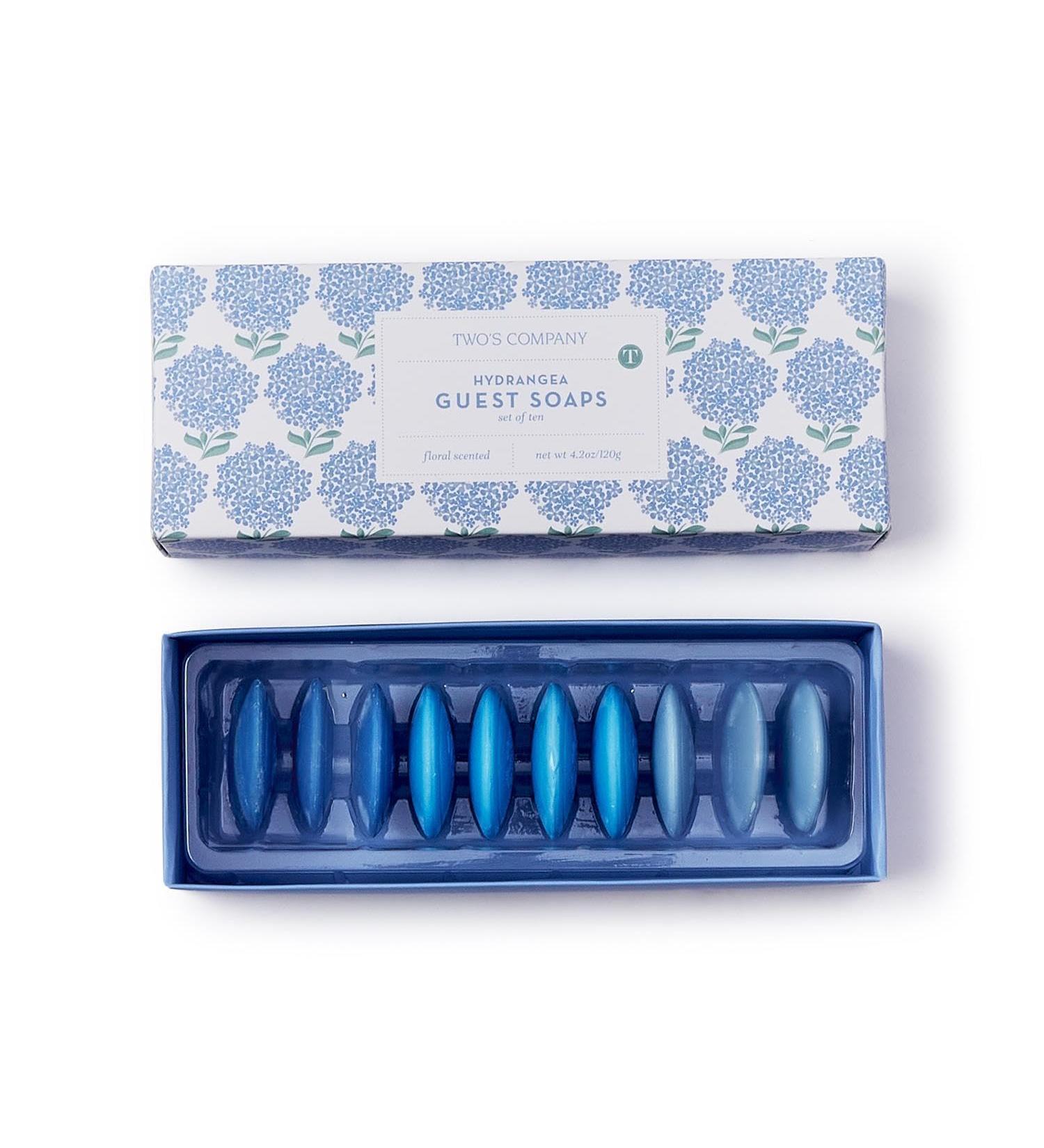 Hydrangea Set of 10 Floral Scented Disc Soaps | Gift Box with 3 Colors/Scents | Light Blue Jasmine Blue Orchid Indigo Lavender - 4.2oz / 120g - Buy Online on GoSupps.com